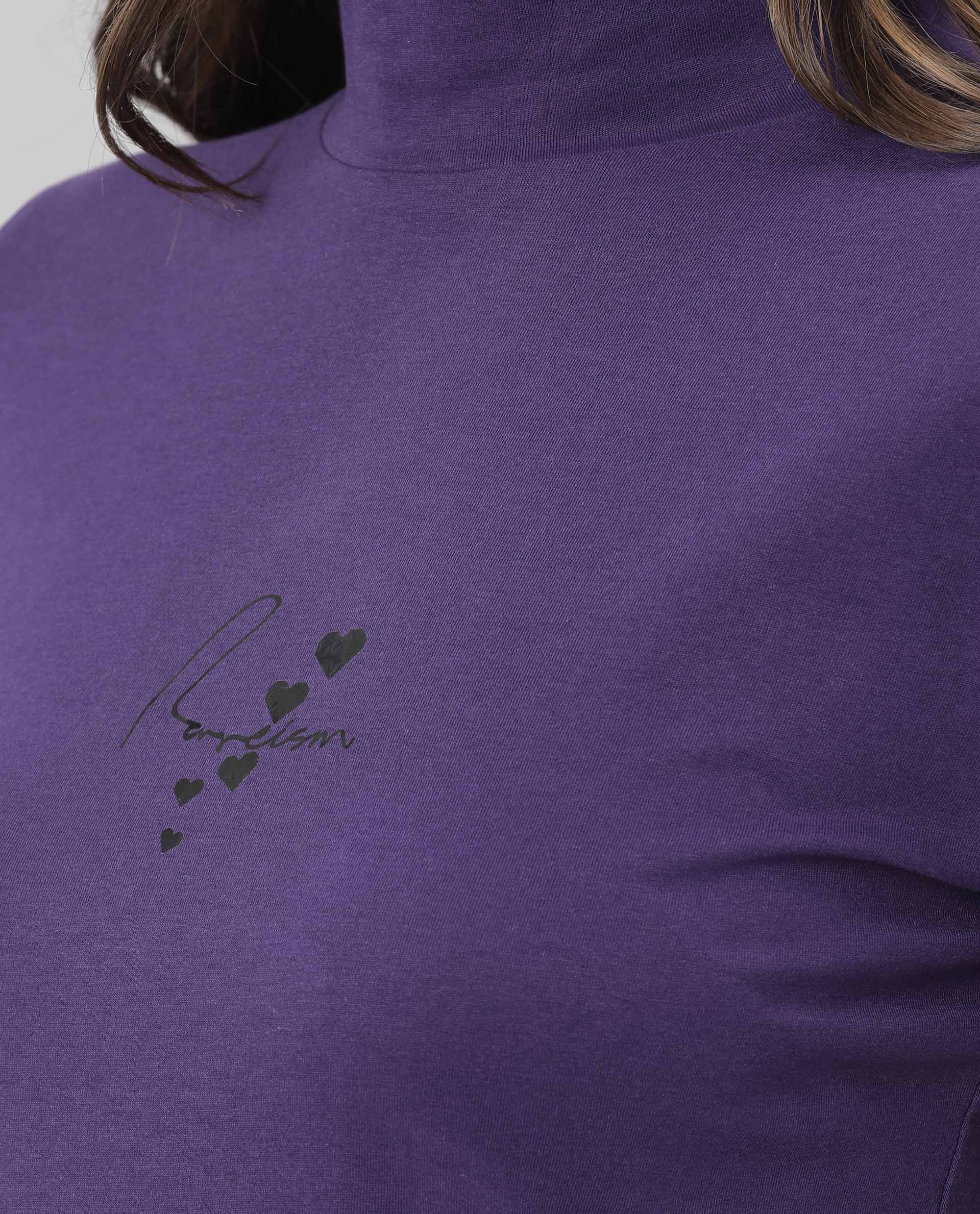 Rareism Women's Hamock Purple Cotton Crew Neck Plain Regular Fit T-Shirt - Image 6