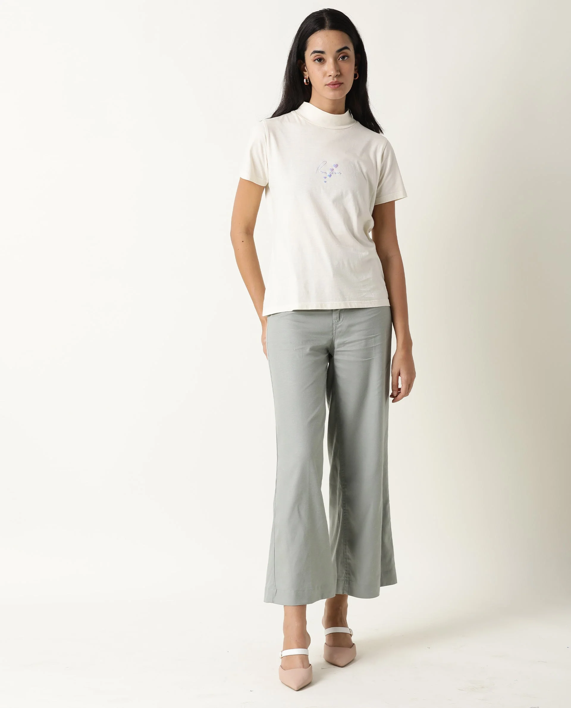 Rareism Women's Hamock Offwhite Cotton Crew Neck Plain Regular Fit T-Shirt - Image 2