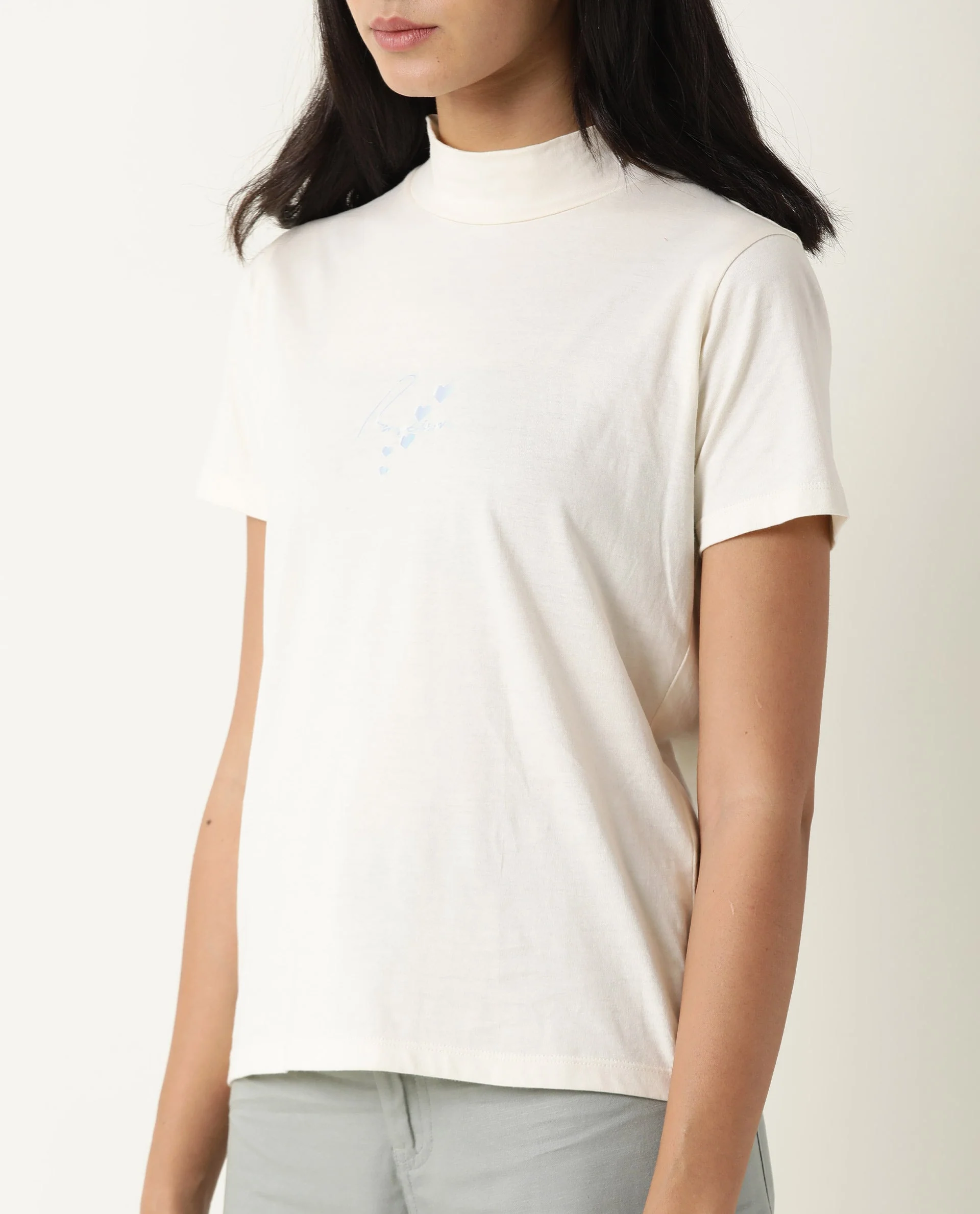 Rareism Women's Hamock Offwhite Cotton Crew Neck Plain Regular Fit T-Shirt - Image 4