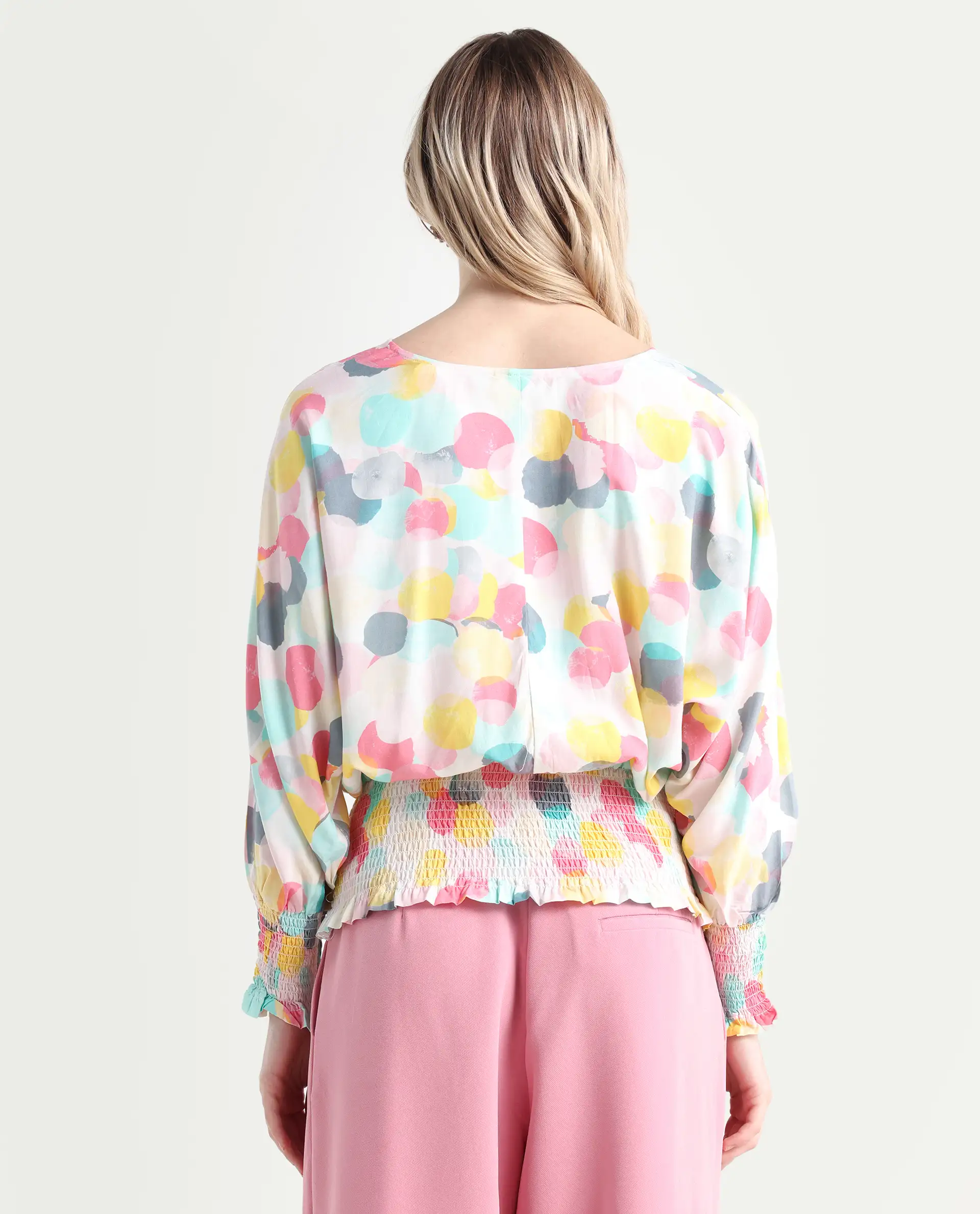 Rareism Women's Hanson Pink V-Neck Printed Knee Length Tailored Top - Image 7
