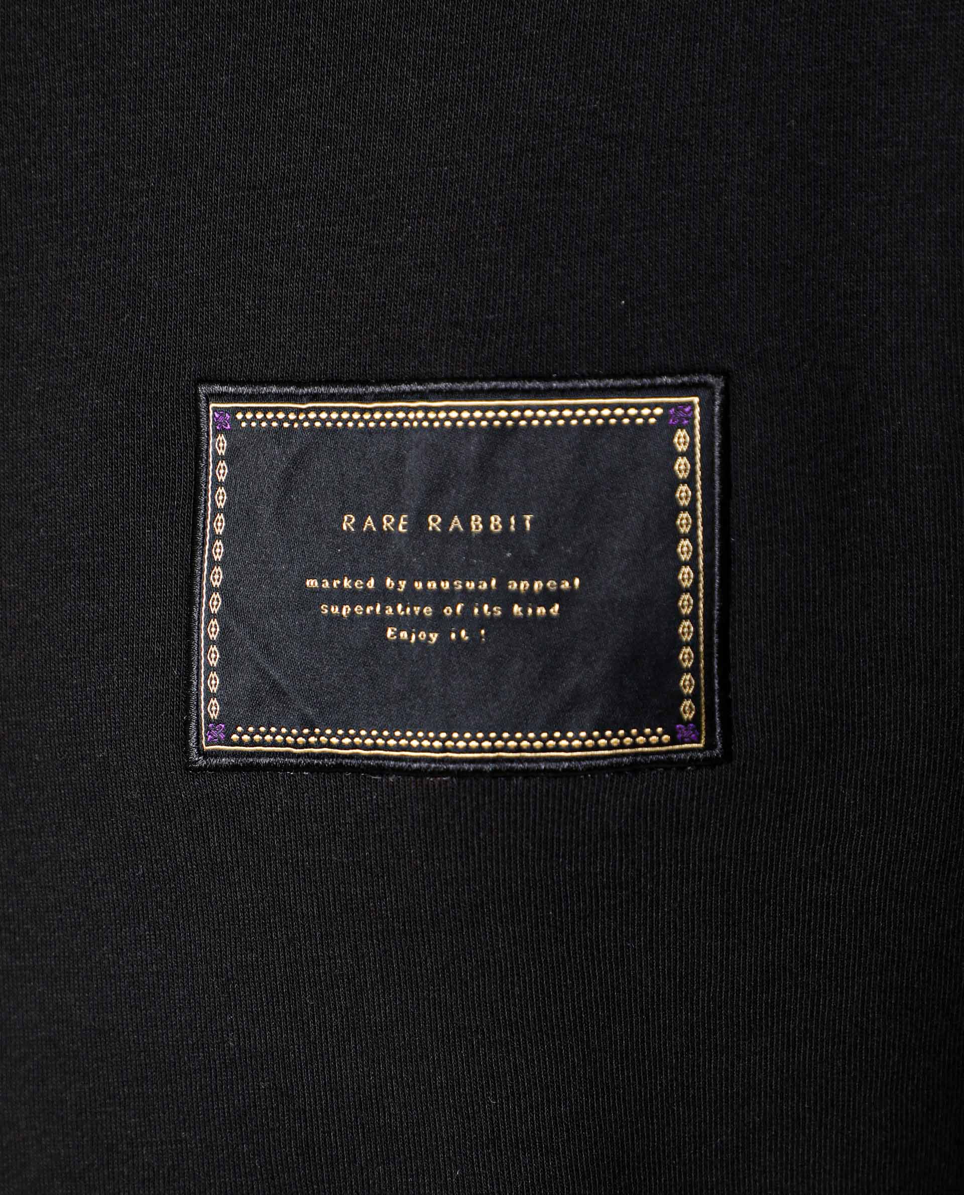 Rare Rabbit Men's Hardwin Black Cotton Plain Slim Fit Full Sleeve Crew Neck Sweatshirt - Image 3