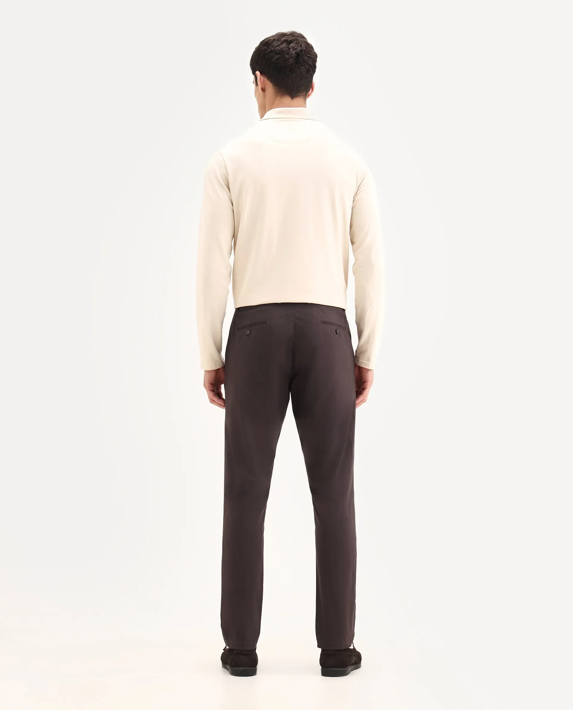 Rare Rabbit Men's Harlow Brown Cotton Plain Regular Fit Trouser - Image 8