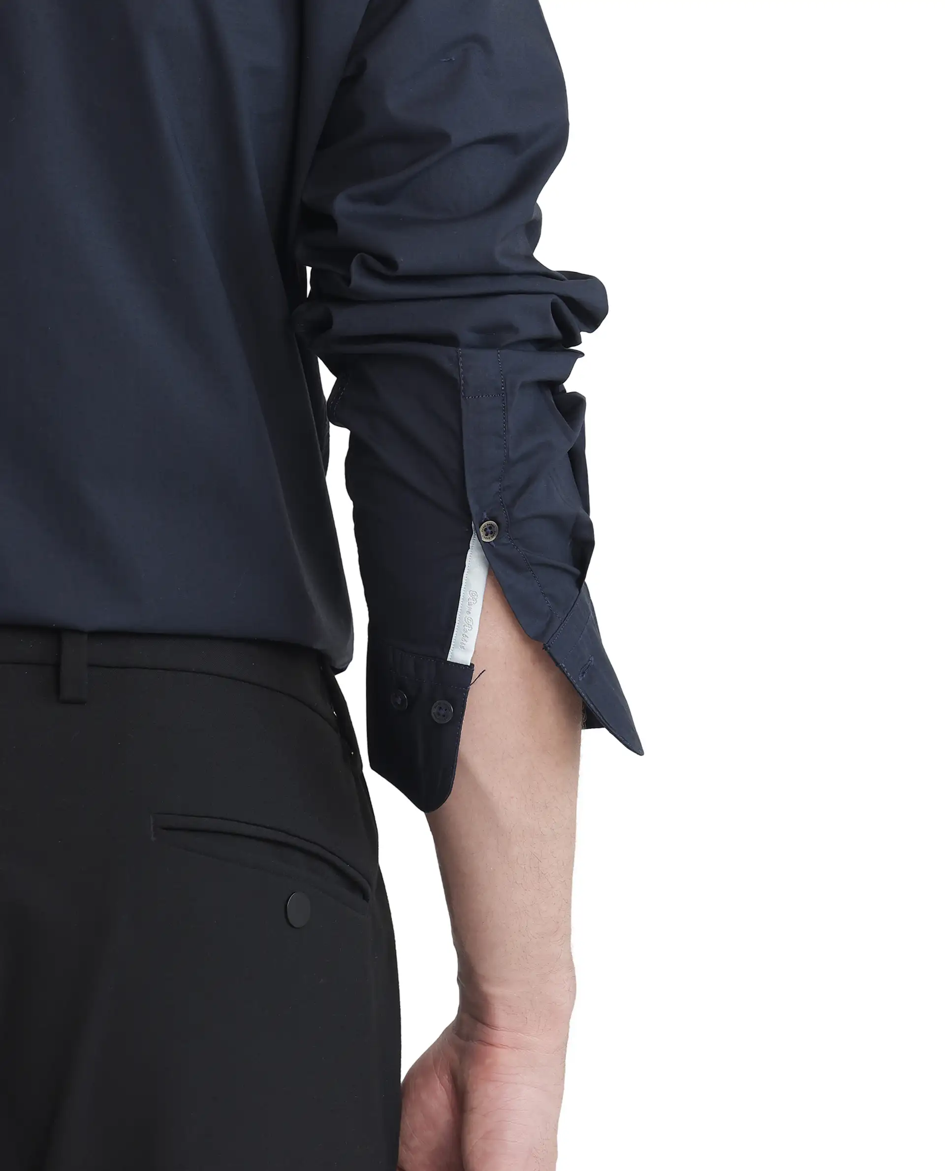 Rare Rabbit Men's Harmin-25 Navy Cotton Plain Regular Fit Full Sleeve Collared Shirt - Image 4
