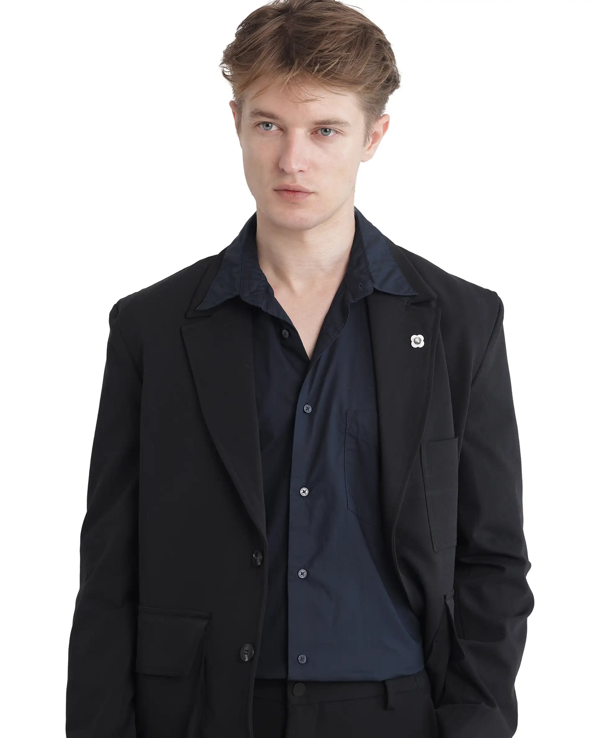 Rare Rabbit Men's Harmin-25 Navy Cotton Plain Regular Fit Full Sleeve Collared Shirt - Image 5