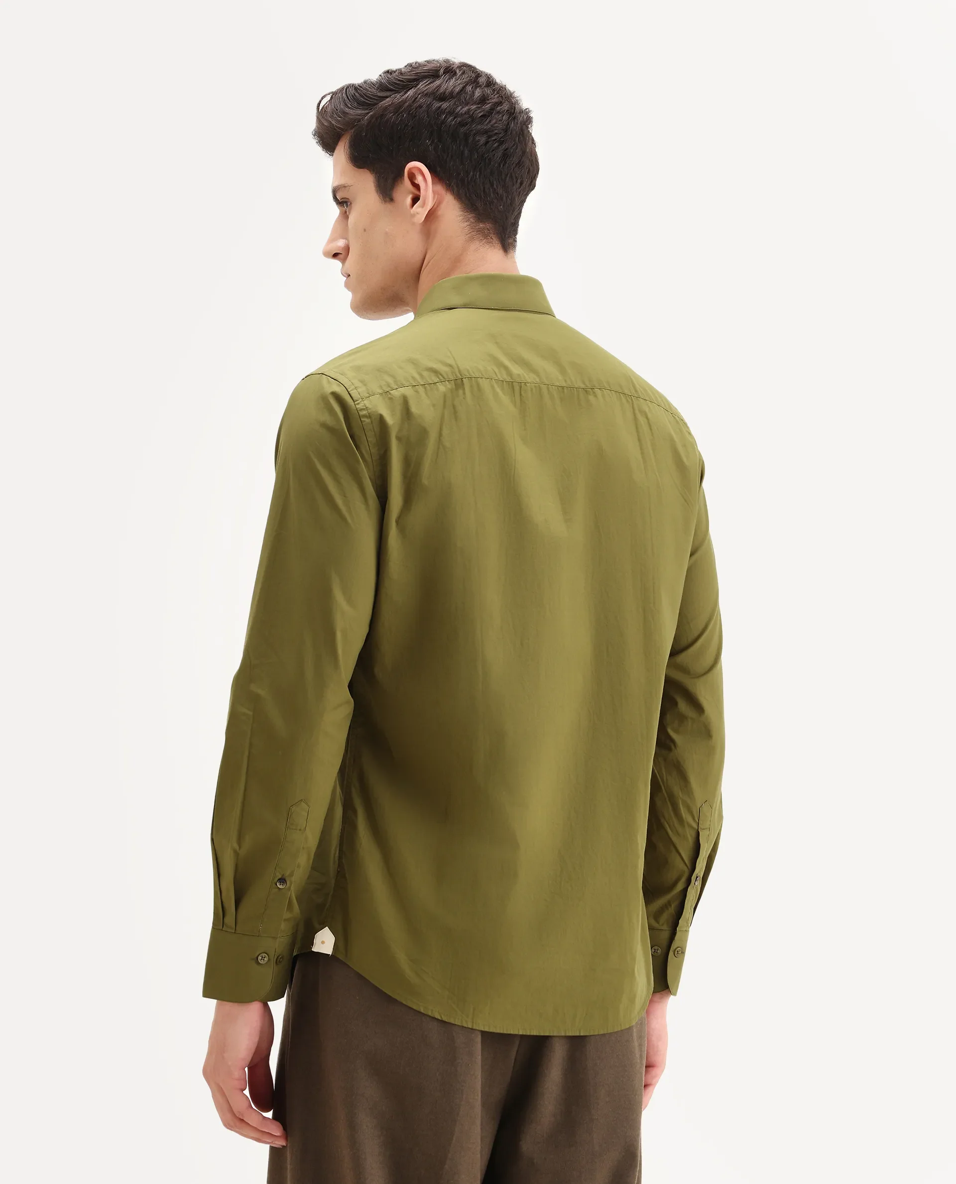 Rare Rabbit Men's Harmin Light Olive Cotton Embroidered Regular Fit Full Sleeve Collared Shirt - Image 7