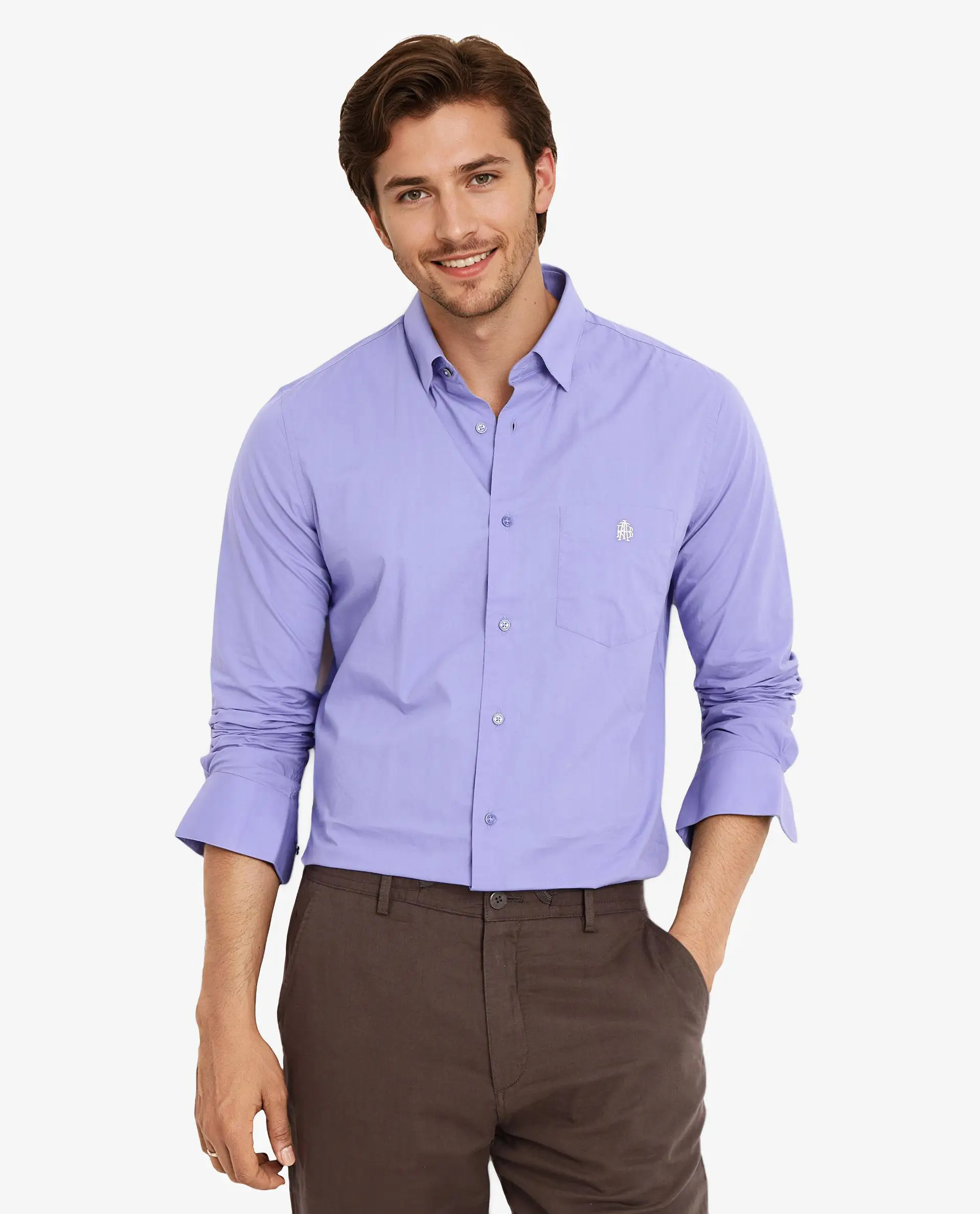 Rare Rabbit Men's Harmin Pastel Purple Cotton Embroidered Regular Fit Full Sleeve Collared Shirt - Image 4