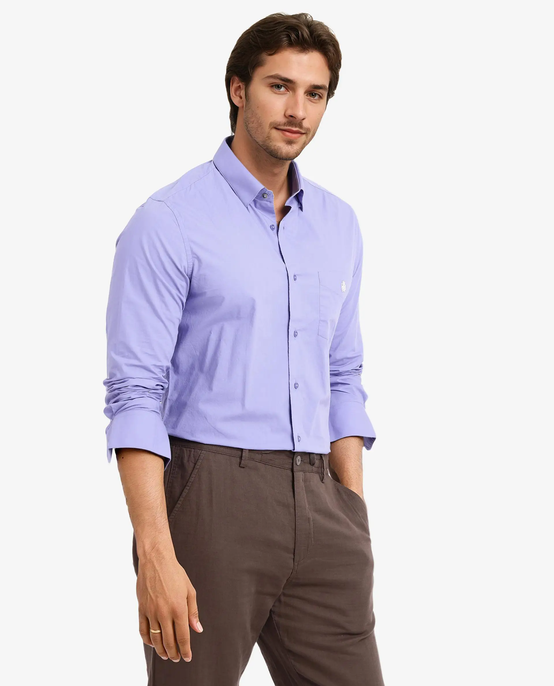 Rare Rabbit Men's Harmin Pastel Purple Cotton Embroidered Regular Fit Full Sleeve Collared Shirt - Image 6