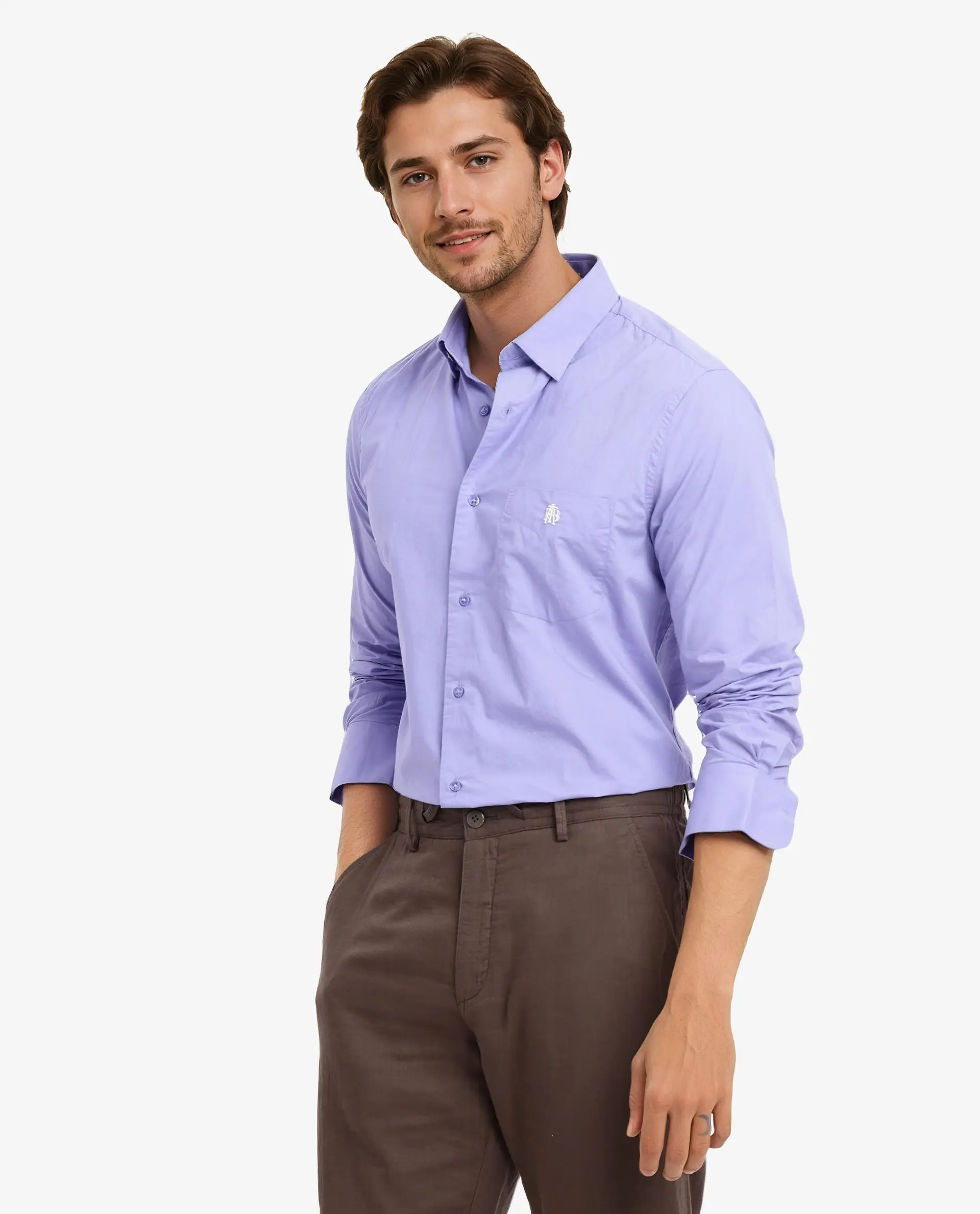 Rare Rabbit Men's Harmin Pastel Purple Cotton Embroidered Regular Fit Full Sleeve Collared Shirt - Image 8
