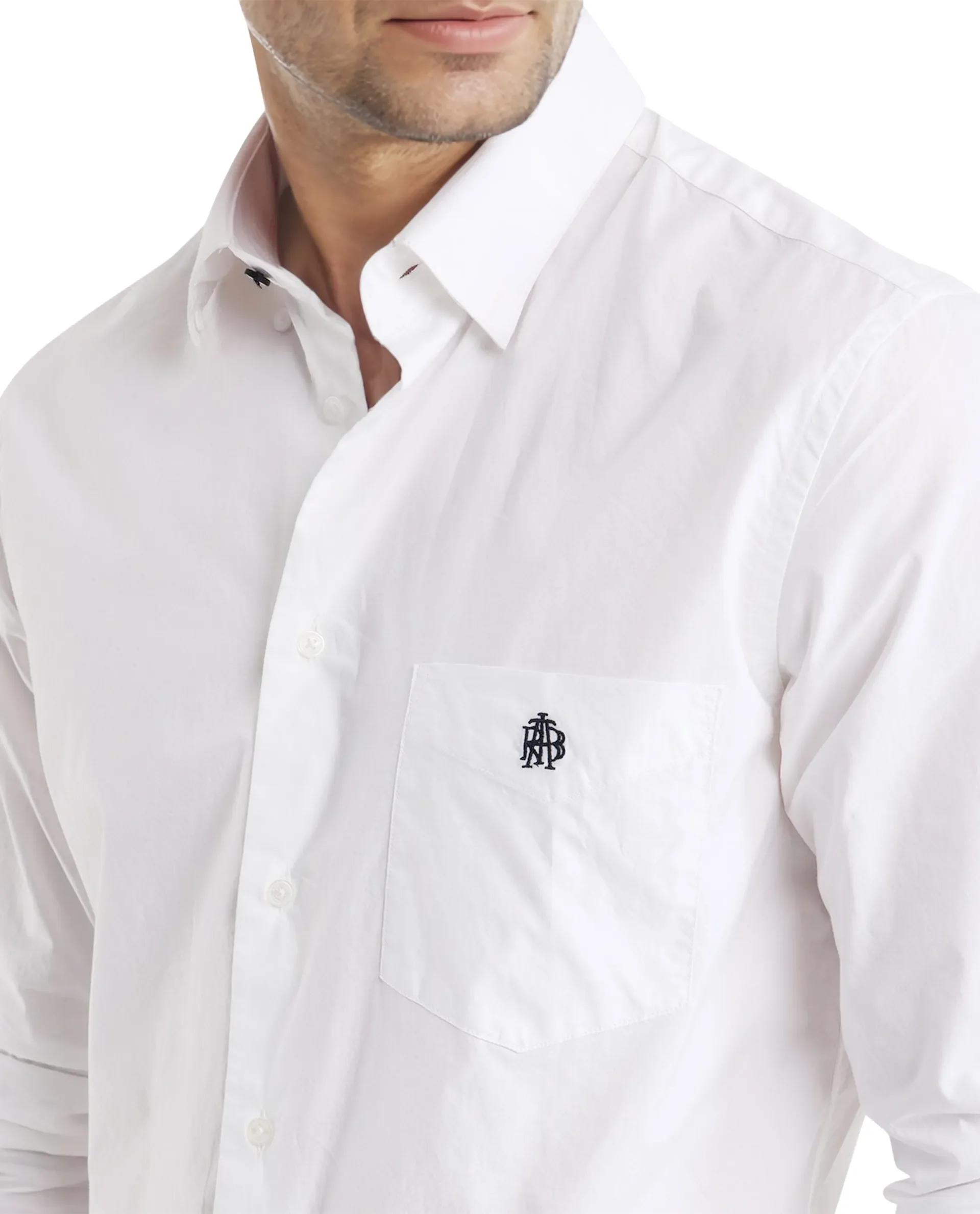 Rare Rabbit Men's Harmin White Cotton Embroidered Regular Fit Full Sleeve Collared Shirt - Image 3