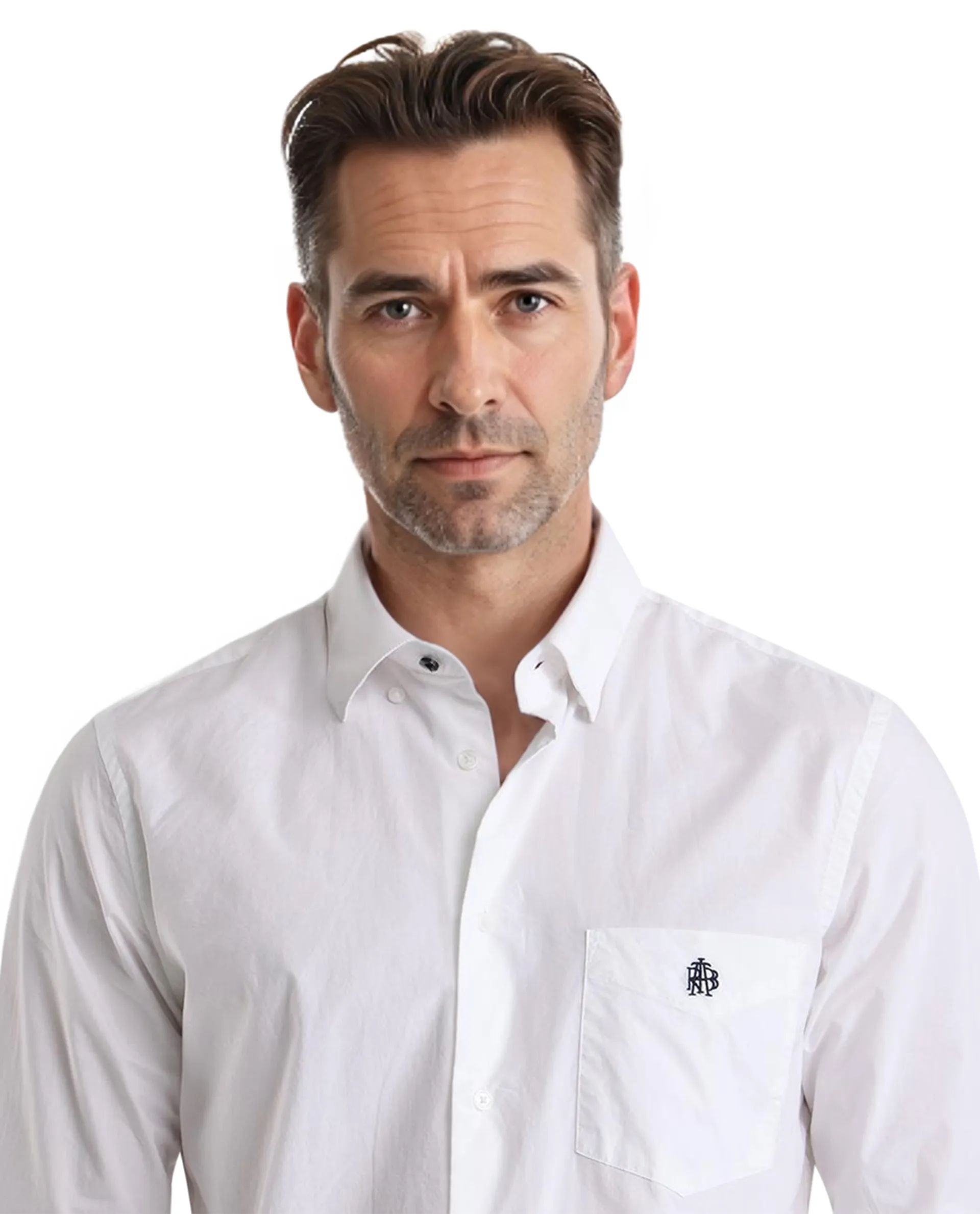 Rare Rabbit Men's Harmin White Cotton Embroidered Regular Fit Full Sleeve Collared Shirt - Image 8