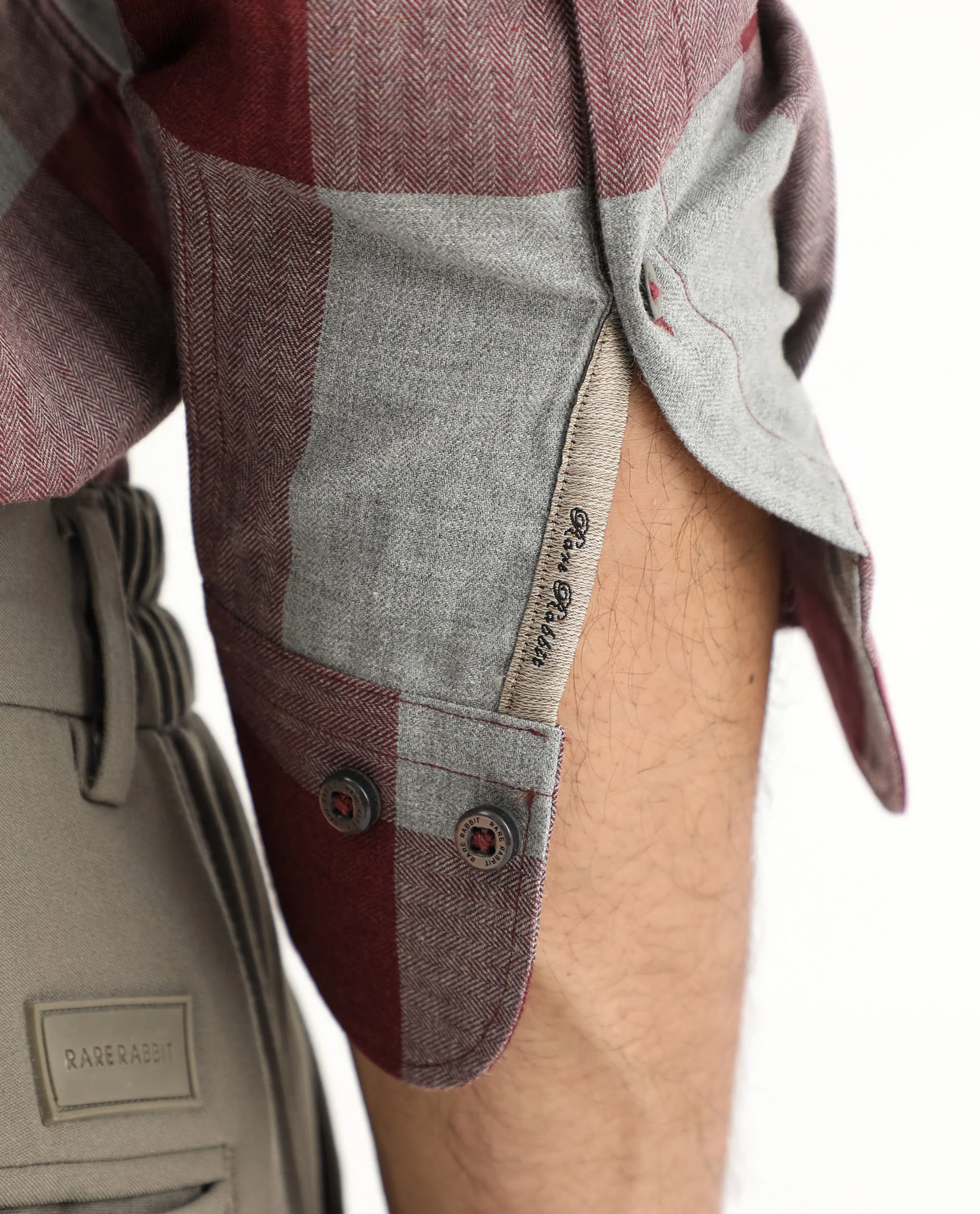 Rare Rabbit Men's Harter Maroon Cotton Checked Print Regular Fit Full Sleeve Collared Shirt - Image 4