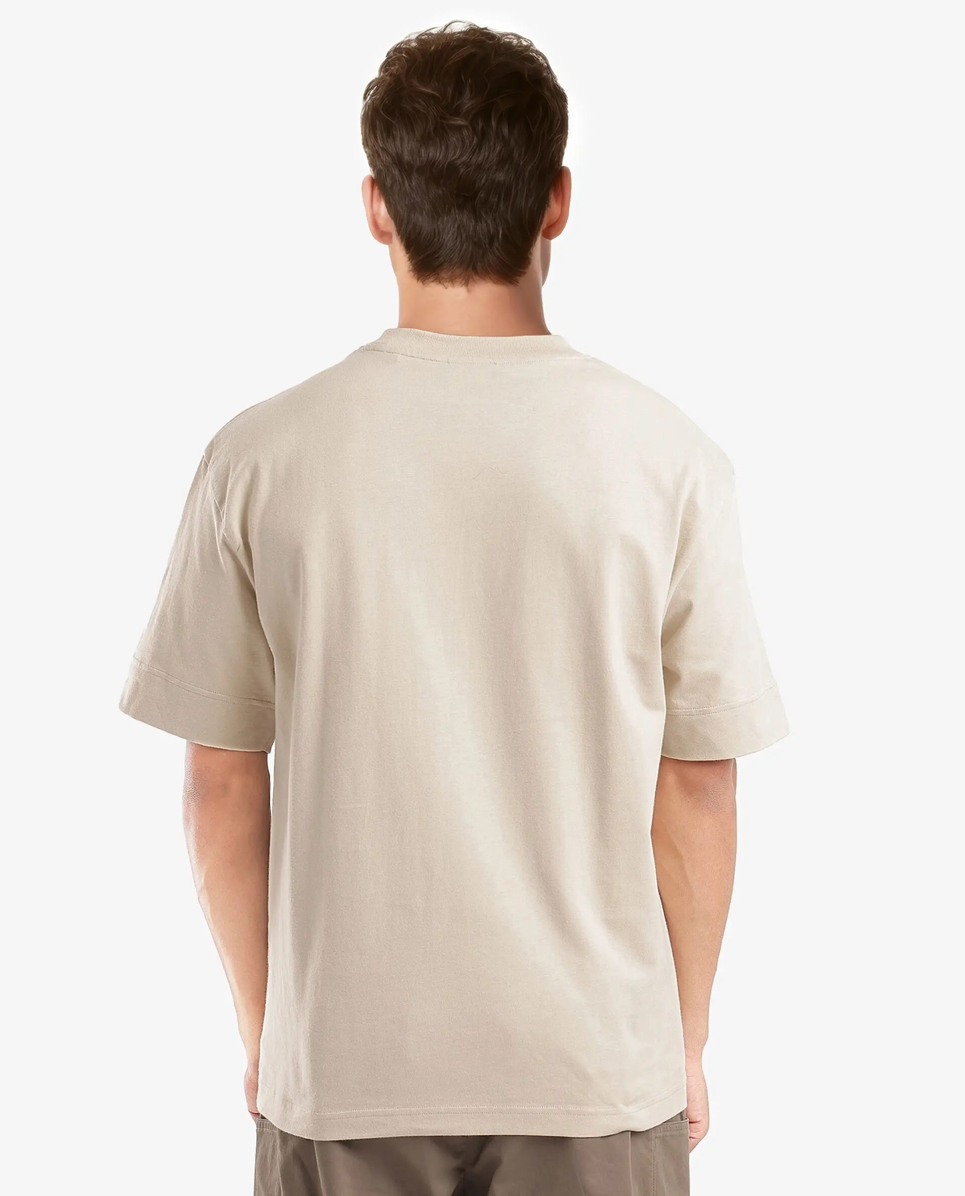 Rare Rabbit Men's Harve Beige Cotton Blend Graphic Print Boxy Fit Half Sleeve Crew Neck T-Shirt - Image 5
