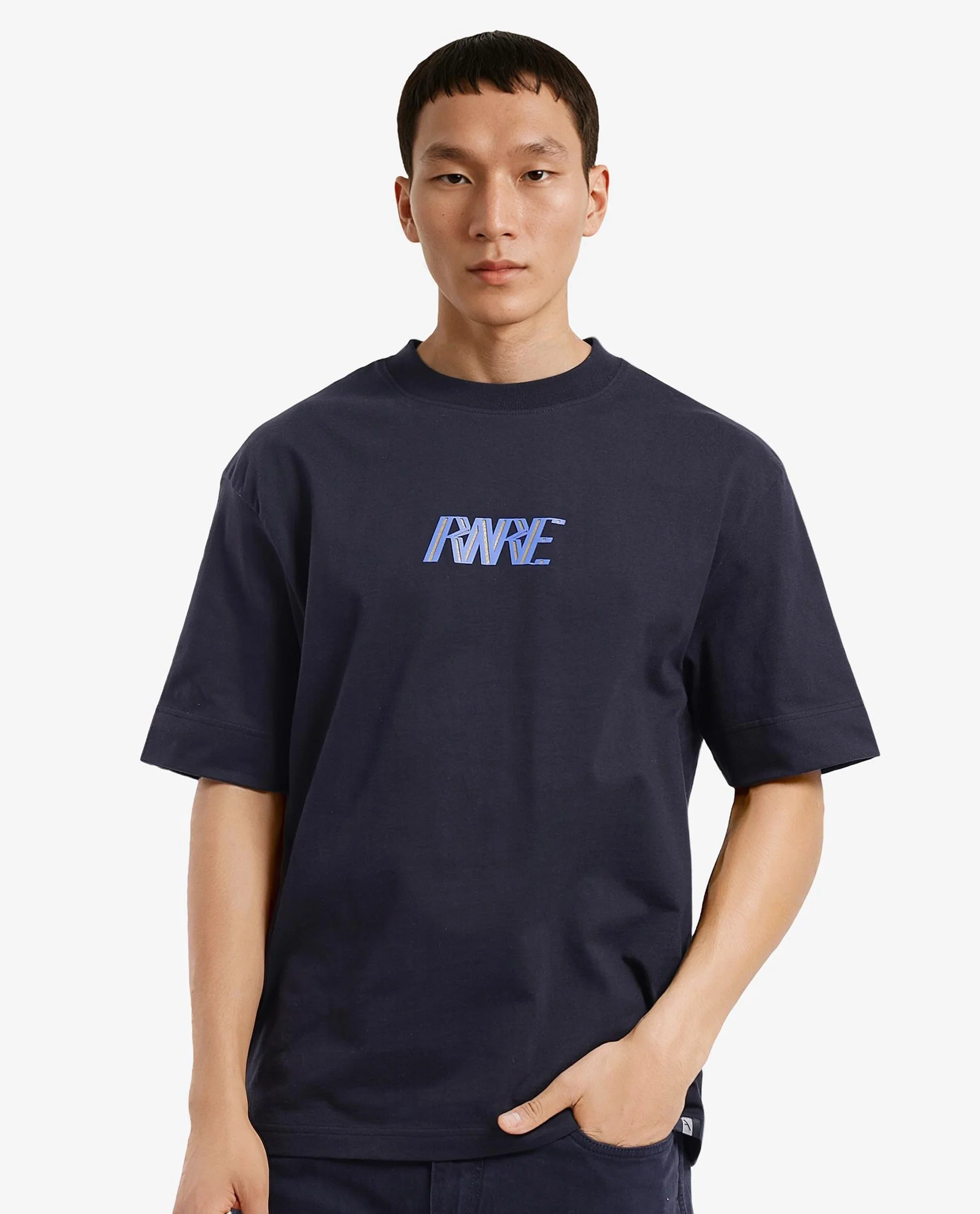 Rare Rabbit Men's Harve Black Cotton Graphic Print Boxy Fit Half Sleeve Crew Neck T-Shirt