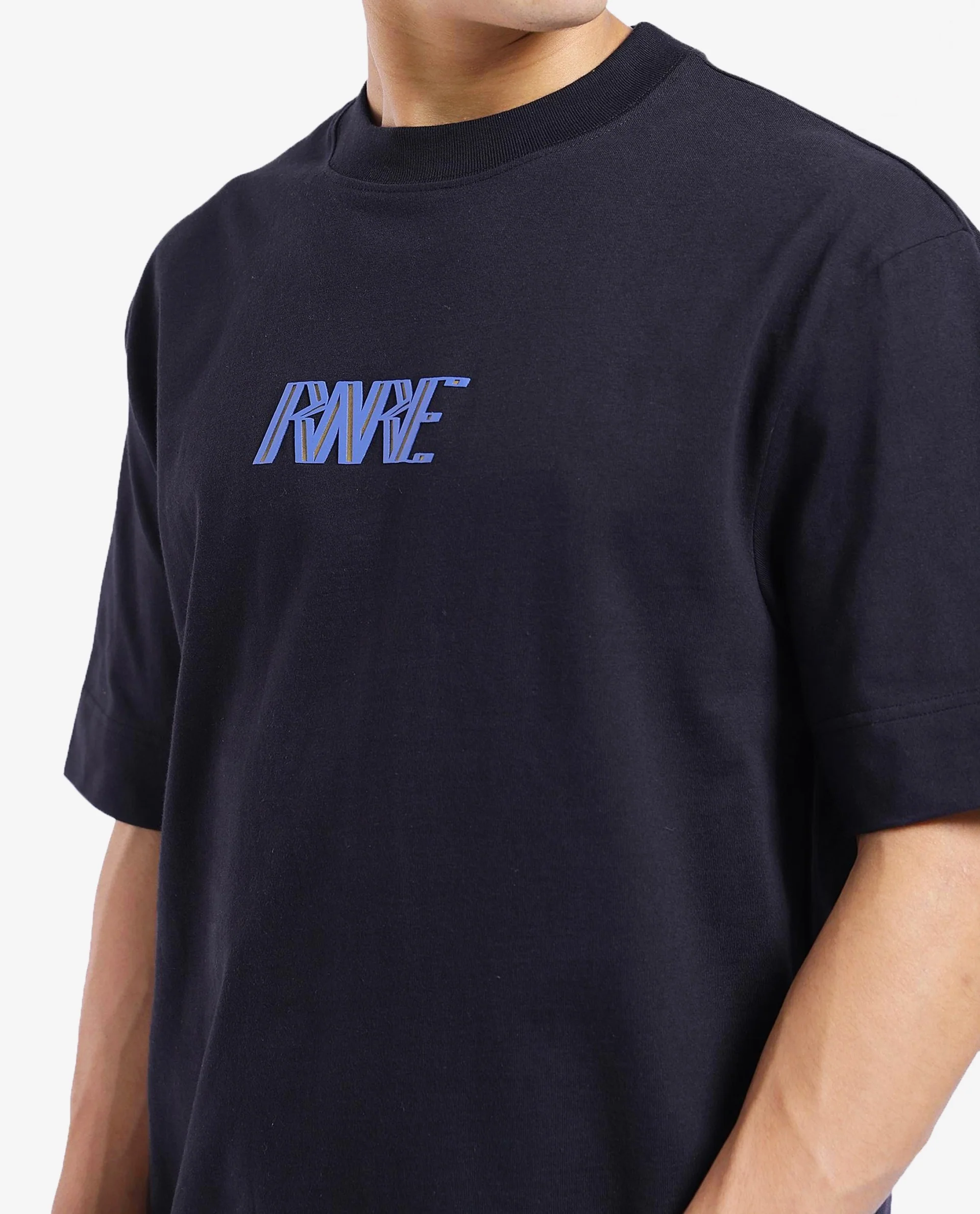 Rare Rabbit Men's Harve Black Cotton Graphic Print Boxy Fit Half Sleeve Crew Neck T-Shirt - Image 4