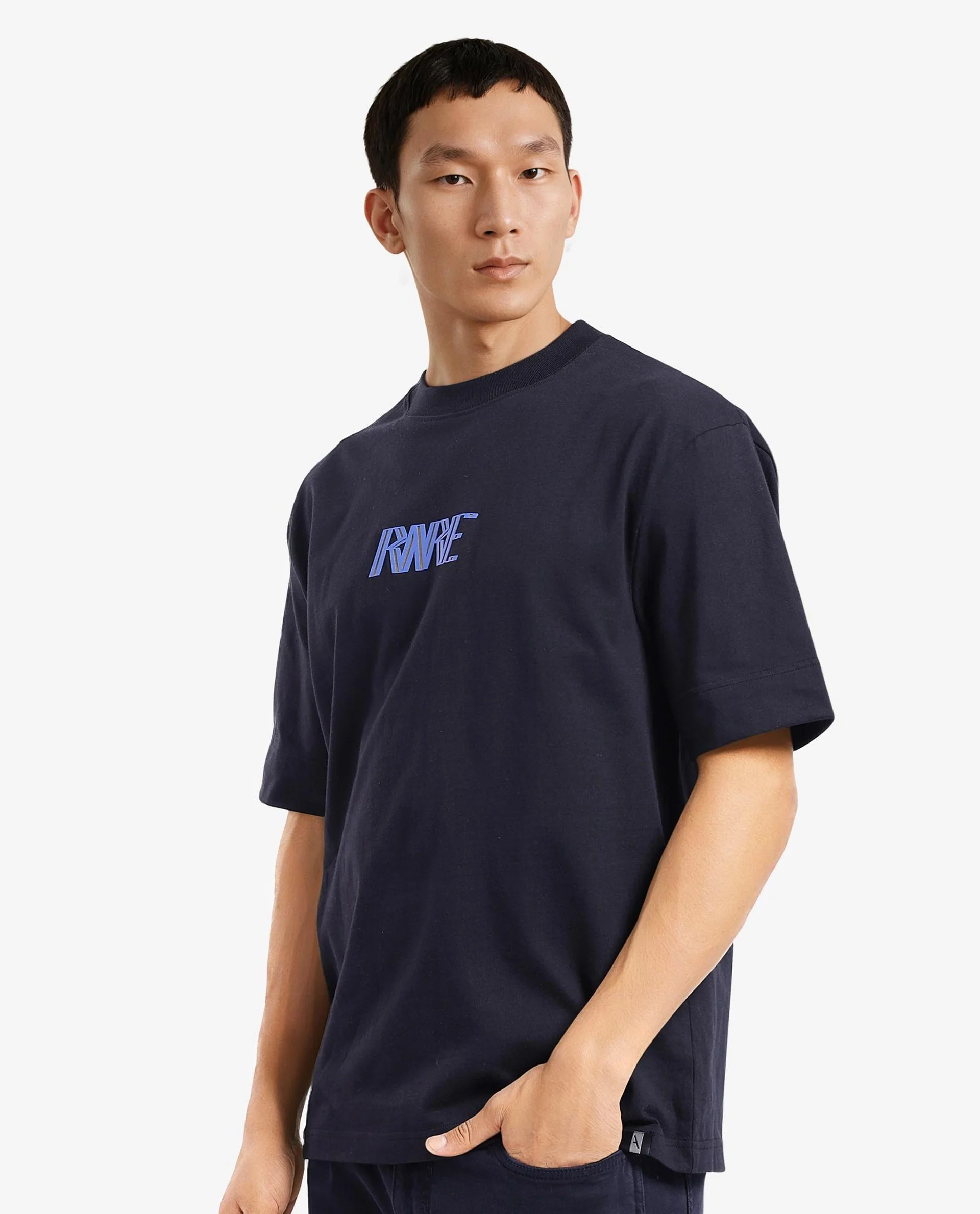 Rare Rabbit Men's Harve Black Cotton Graphic Print Boxy Fit Half Sleeve Crew Neck T-Shirt - Image 6
