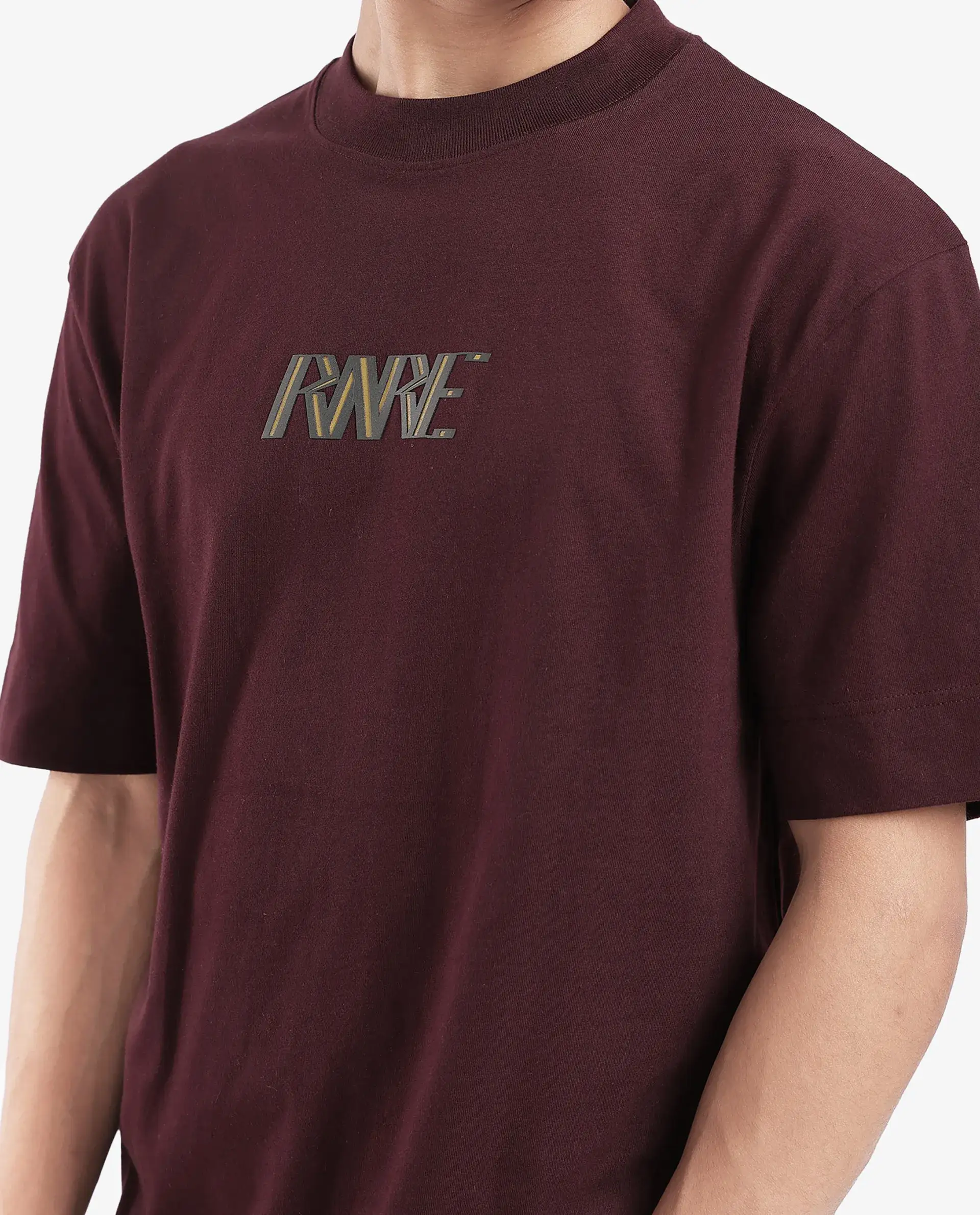 Rare Rabbit Men's Harve Brown Cotton Blend Graphic Print Boxy Fit Half Sleeve Crew Neck T-Shirt - Image 4