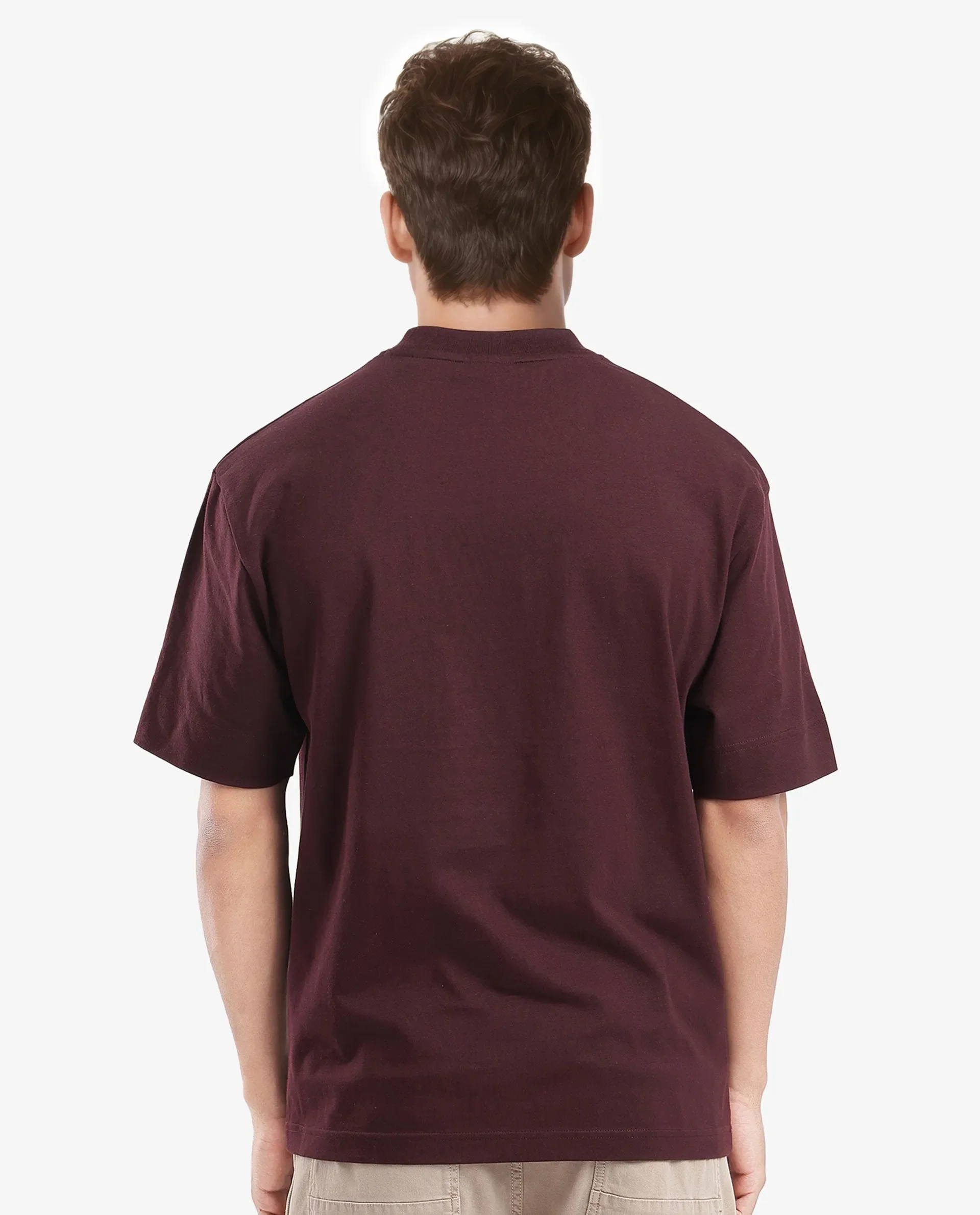 Rare Rabbit Men's Harve Brown Cotton Blend Graphic Print Boxy Fit Half Sleeve Crew Neck T-Shirt - Image 5