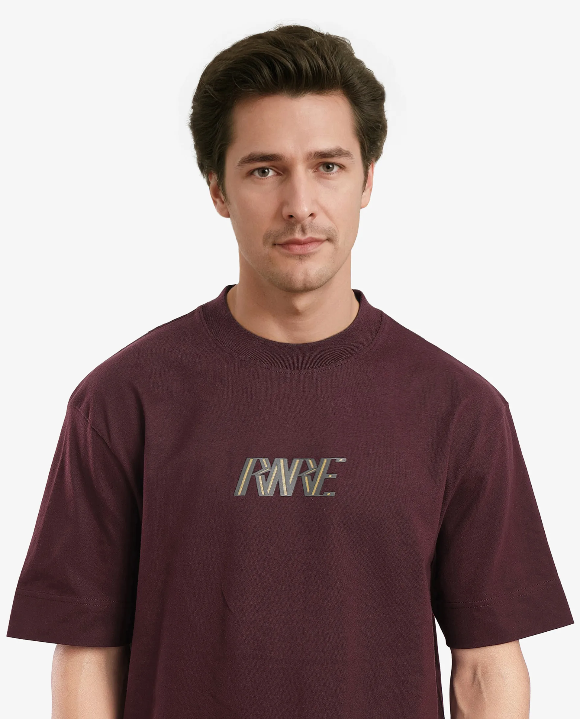 Rare Rabbit Men's Harve Brown Cotton Blend Graphic Print Boxy Fit Half Sleeve Crew Neck T-Shirt - Image 8