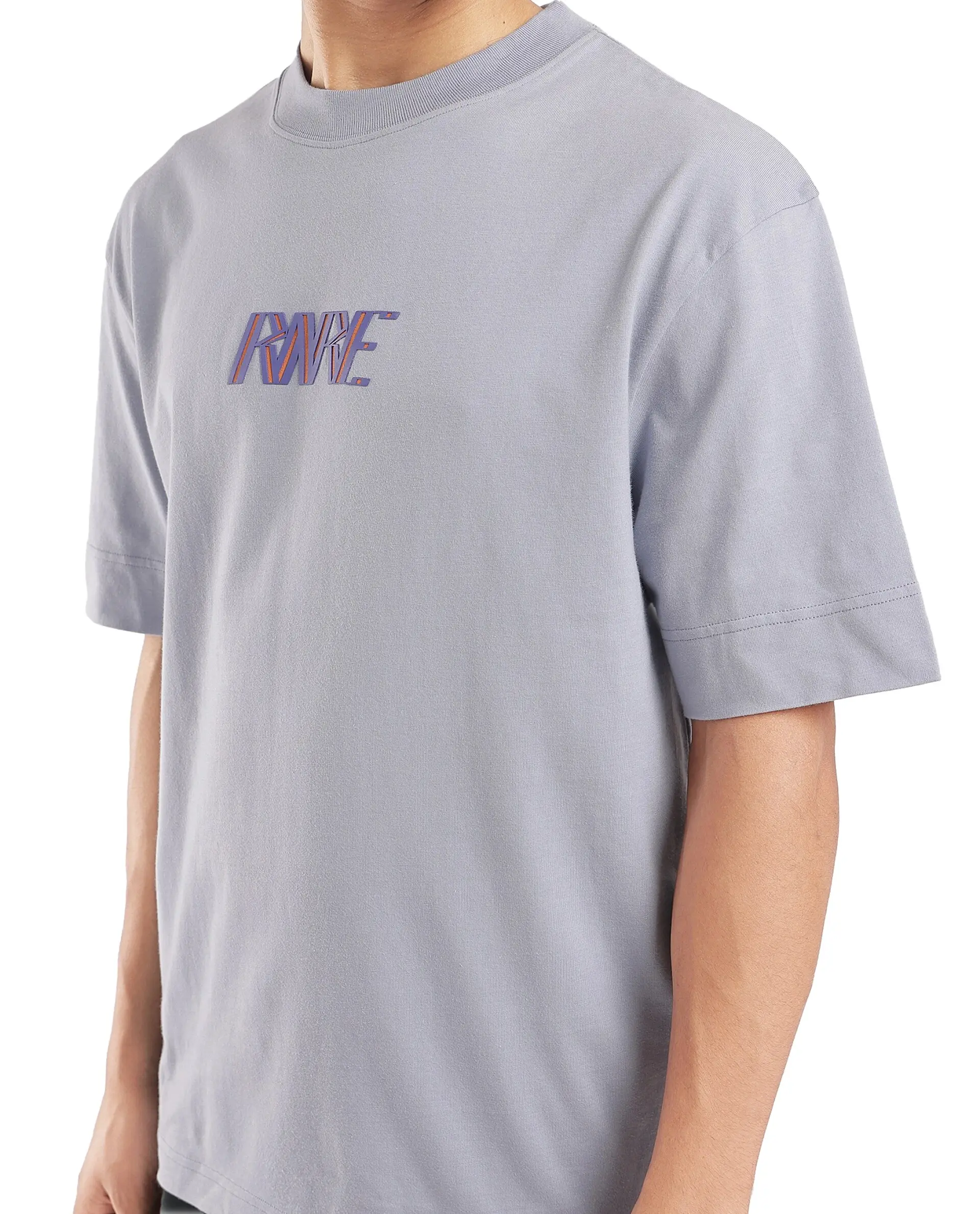 Rare Rabbit Men's Harve Light Blue Cotton Blend Graphic Print Boxy Fit Half Sleeve Crew Neck T-Shirt - Image 3