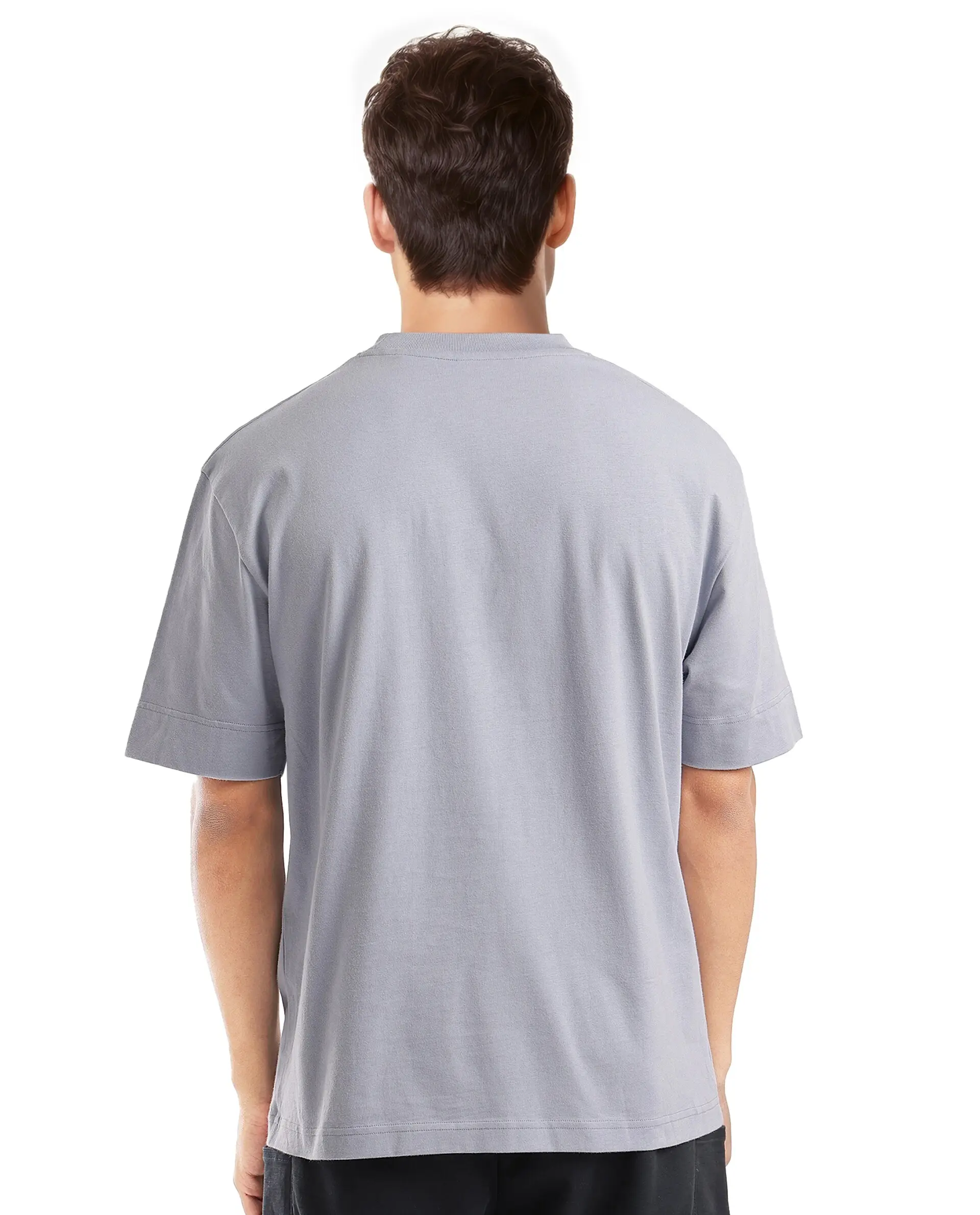 Rare Rabbit Men's Harve Light Blue Cotton Blend Graphic Print Boxy Fit Half Sleeve Crew Neck T-Shirt - Image 4
