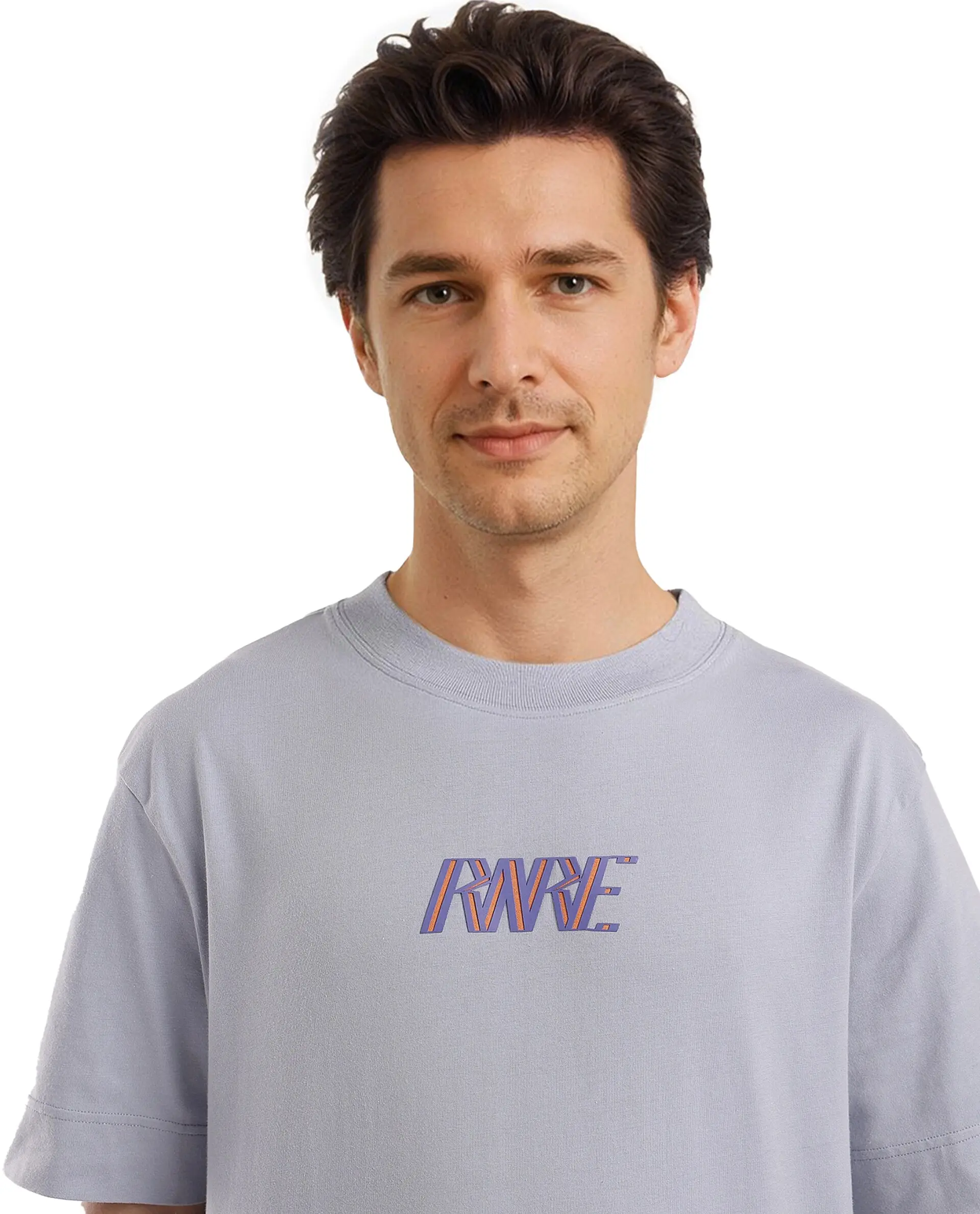 Rare Rabbit Men's Harve Light Blue Cotton Blend Graphic Print Boxy Fit Half Sleeve Crew Neck T-Shirt - Image 8