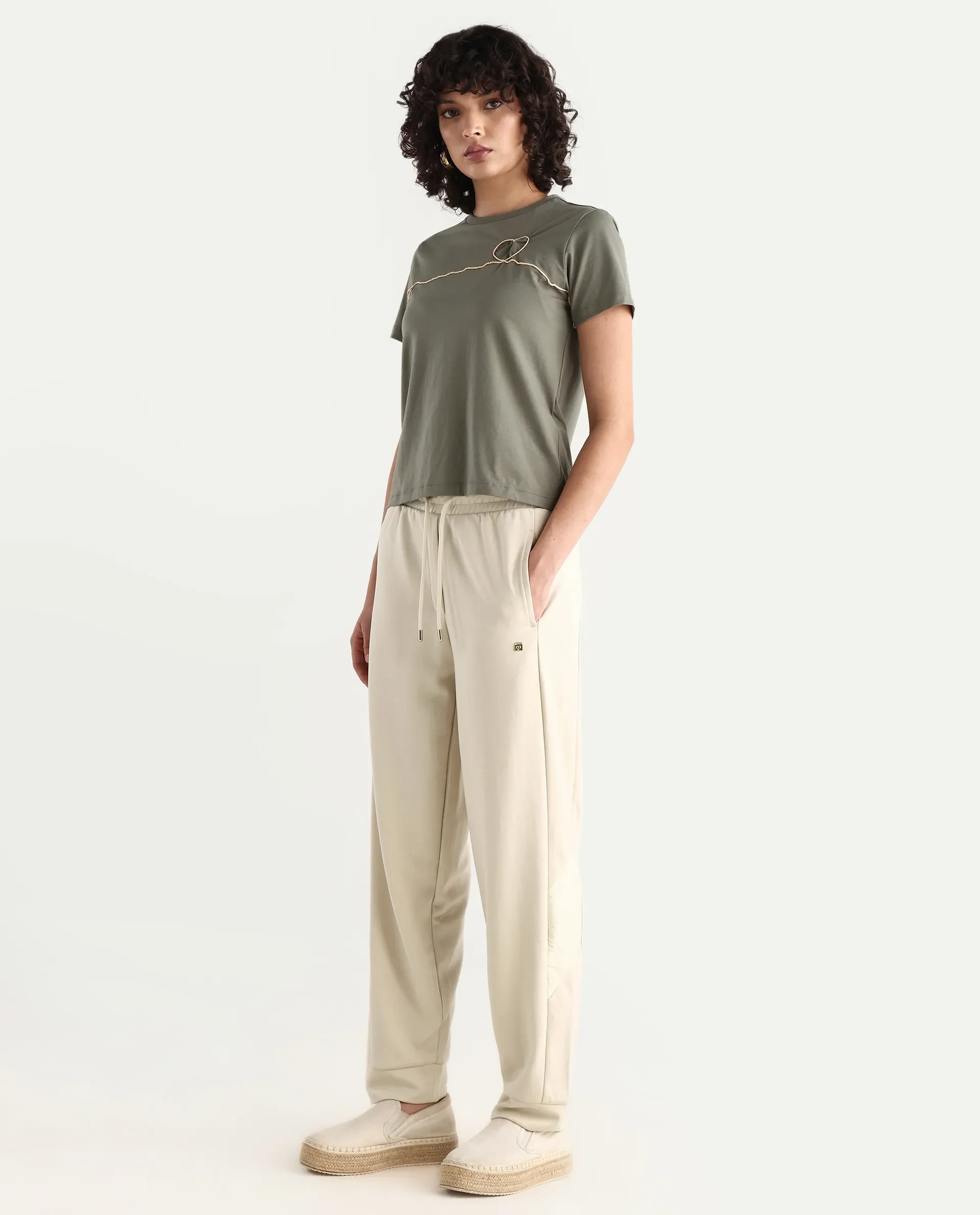 Rareism Women's Hastane Off White Modal Blend Ankle Length Regular Fit Track Pant - Image 8