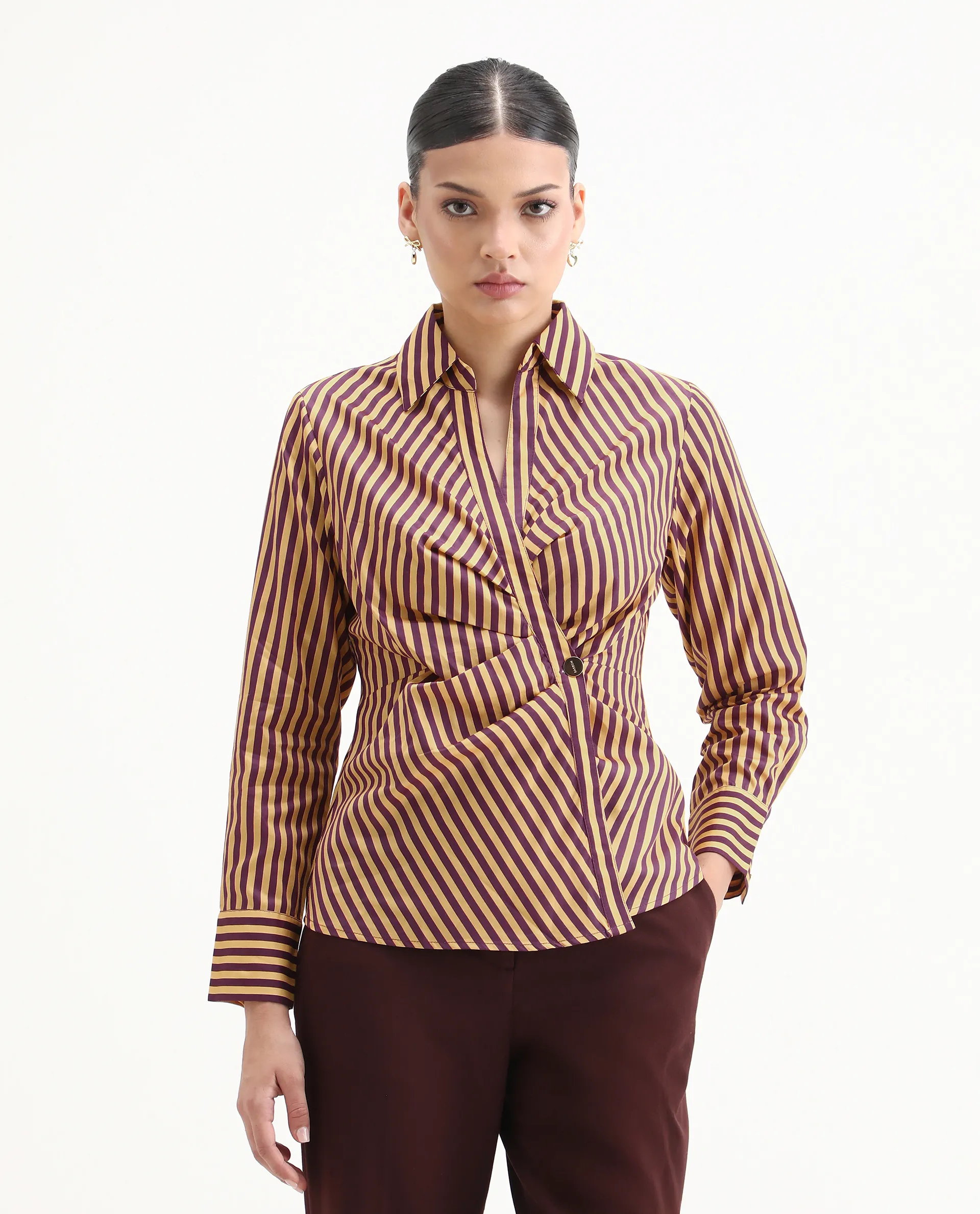 Rareism Women's Hatay Light Multi Cotton Blend Johnny Collar Geometric Print Regular Fit Top - Image 4