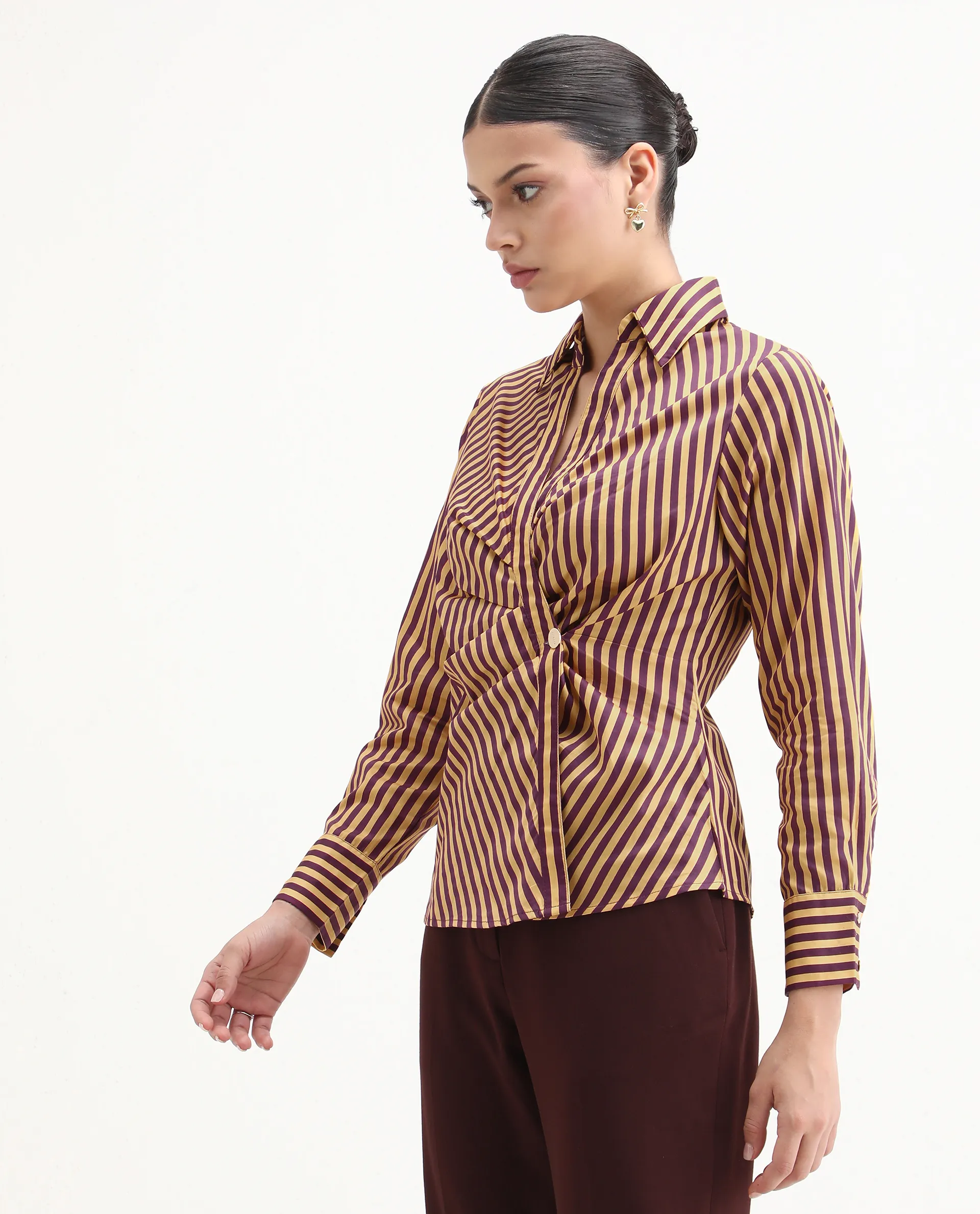 Rareism Women's Hatay Light Multi Cotton Blend Johnny Collar Geometric Print Regular Fit Top - Image 5