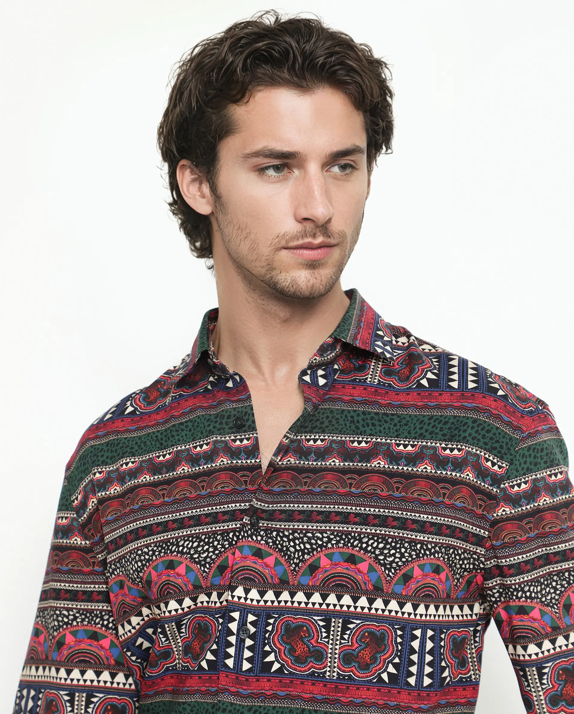 Rare Rabbit Men's Hatham Ss Black Viscose Abstract Print Boxy Fit Half Sleeve Spread Collar Shirt - Image 4