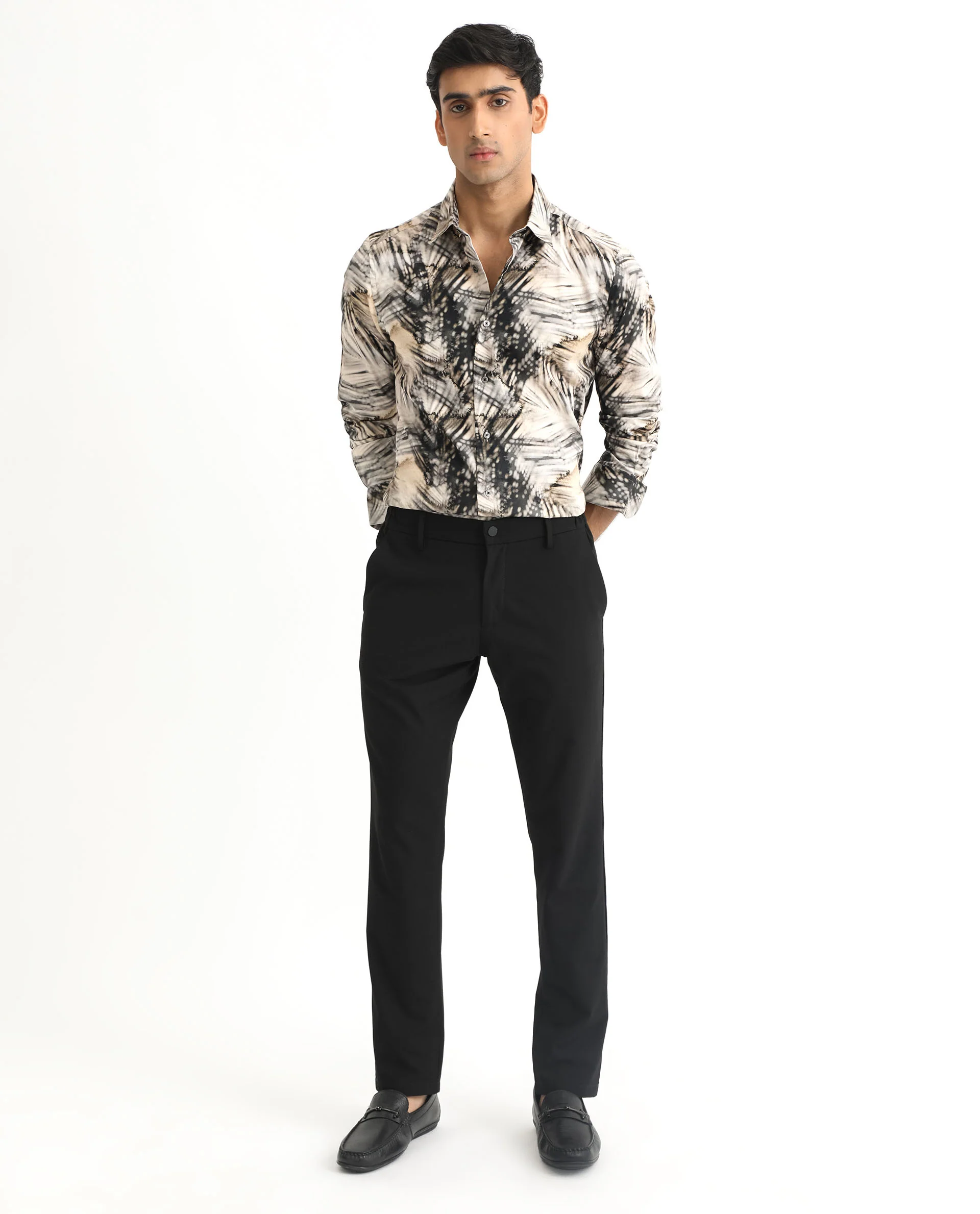 Rare Rabbit Men's Haussman Offwhite Cotton Tropical Print Regular Fit Full Sleeve Collared Shirt - Image 2