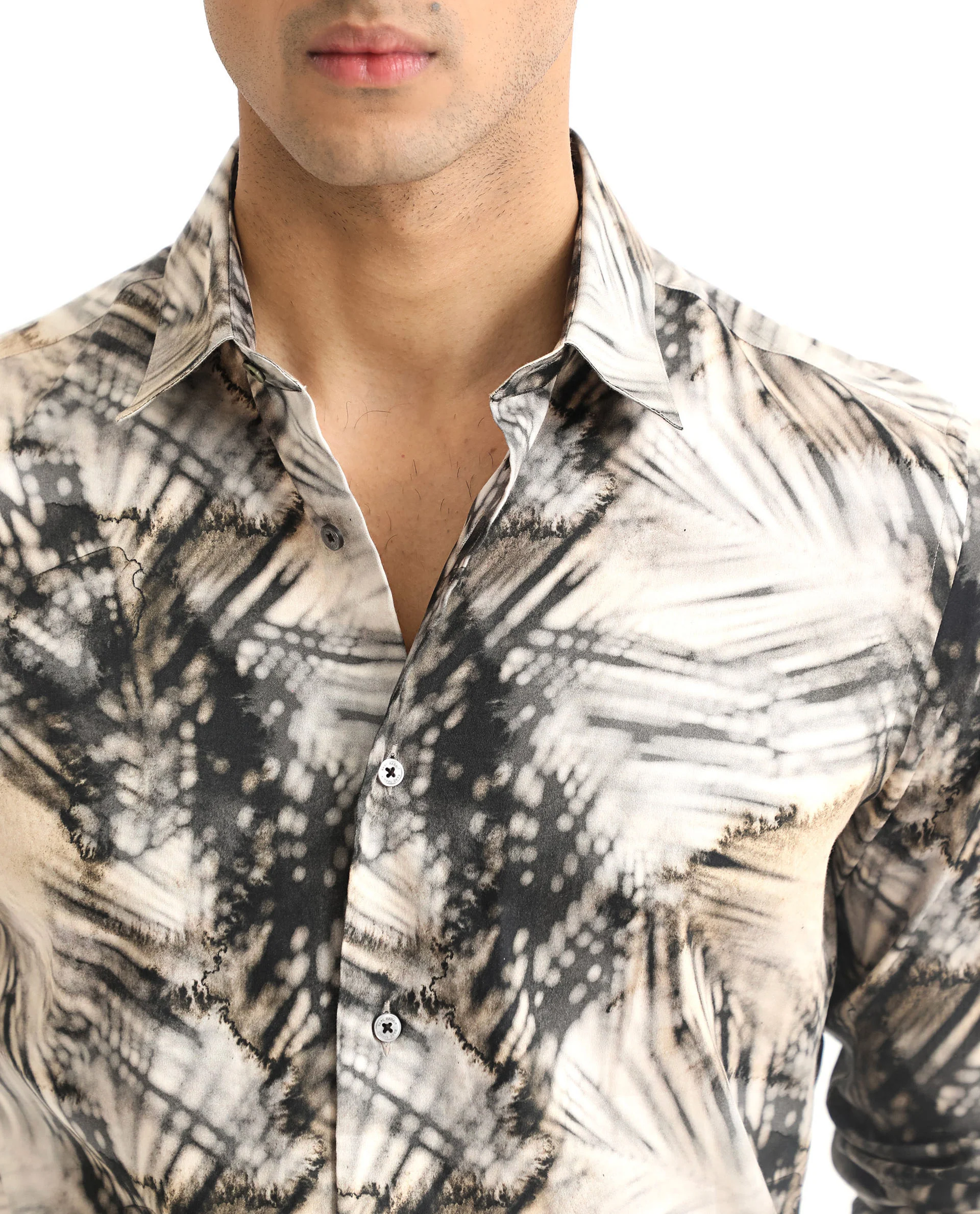 Rare Rabbit Men's Haussman Offwhite Cotton Tropical Print Regular Fit Full Sleeve Collared Shirt - Image 5