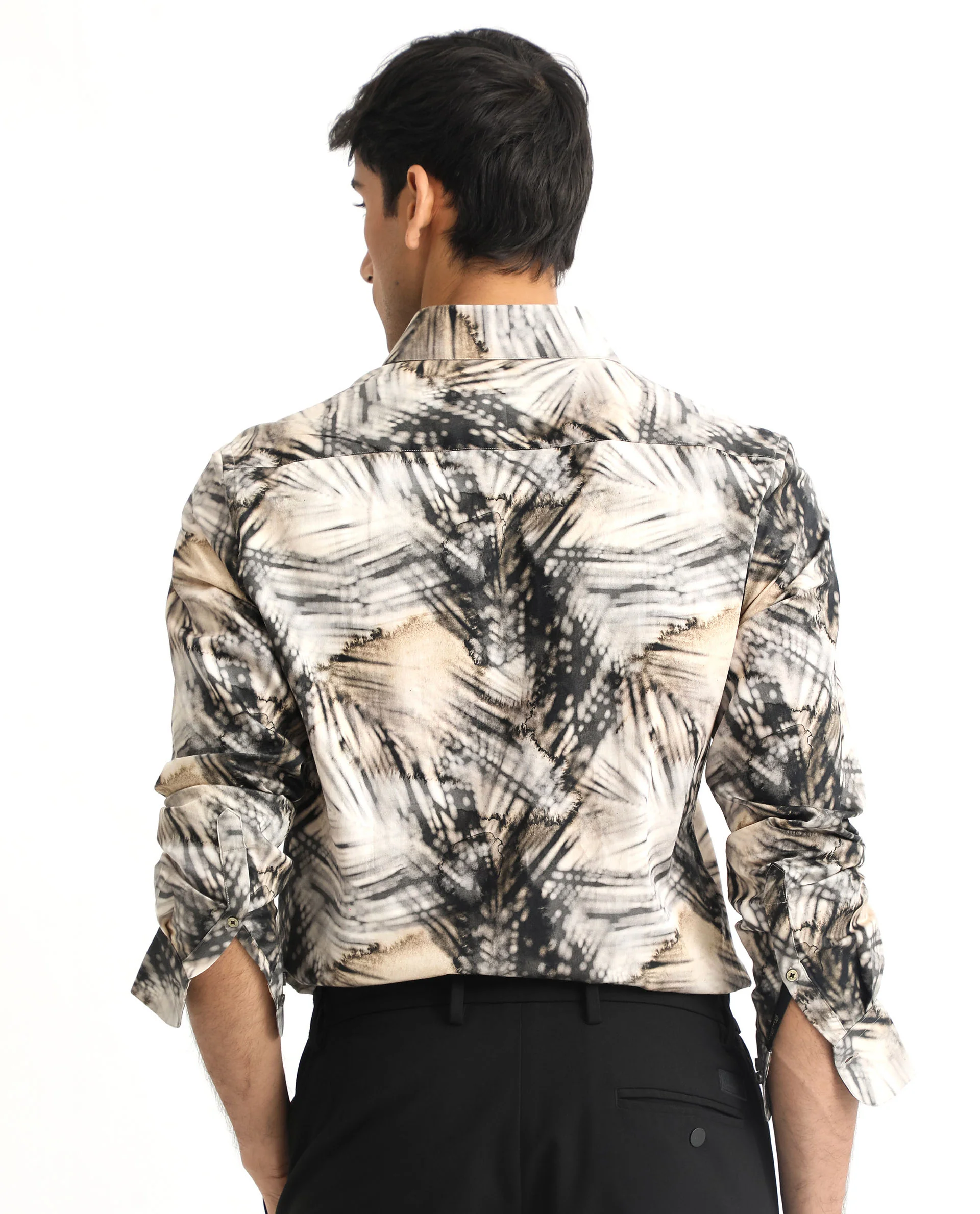 Rare Rabbit Men's Haussman Offwhite Cotton Tropical Print Regular Fit Full Sleeve Collared Shirt - Image 8