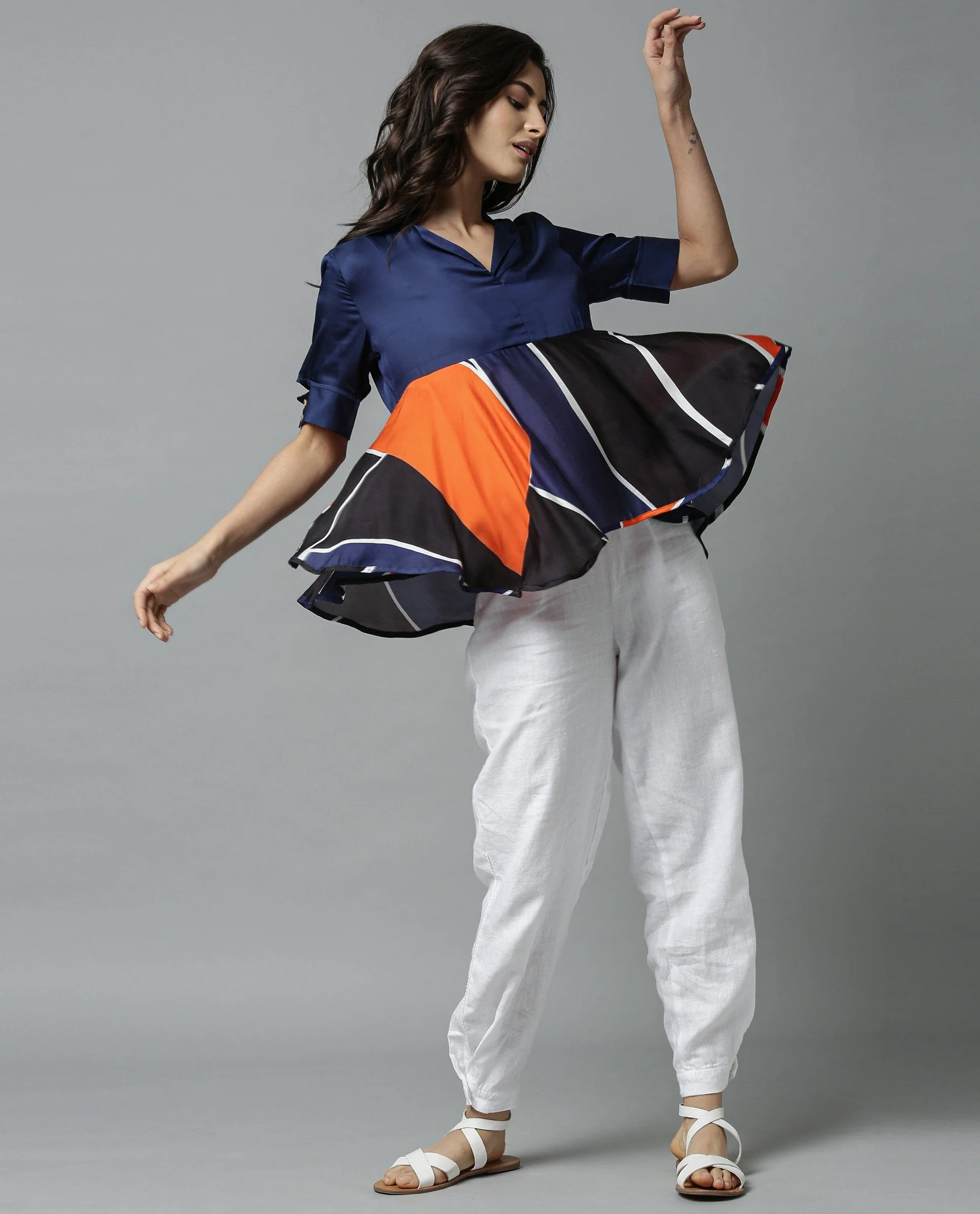 Rareism Women Havana 1 Orange Top Short Sleeves - Image 3