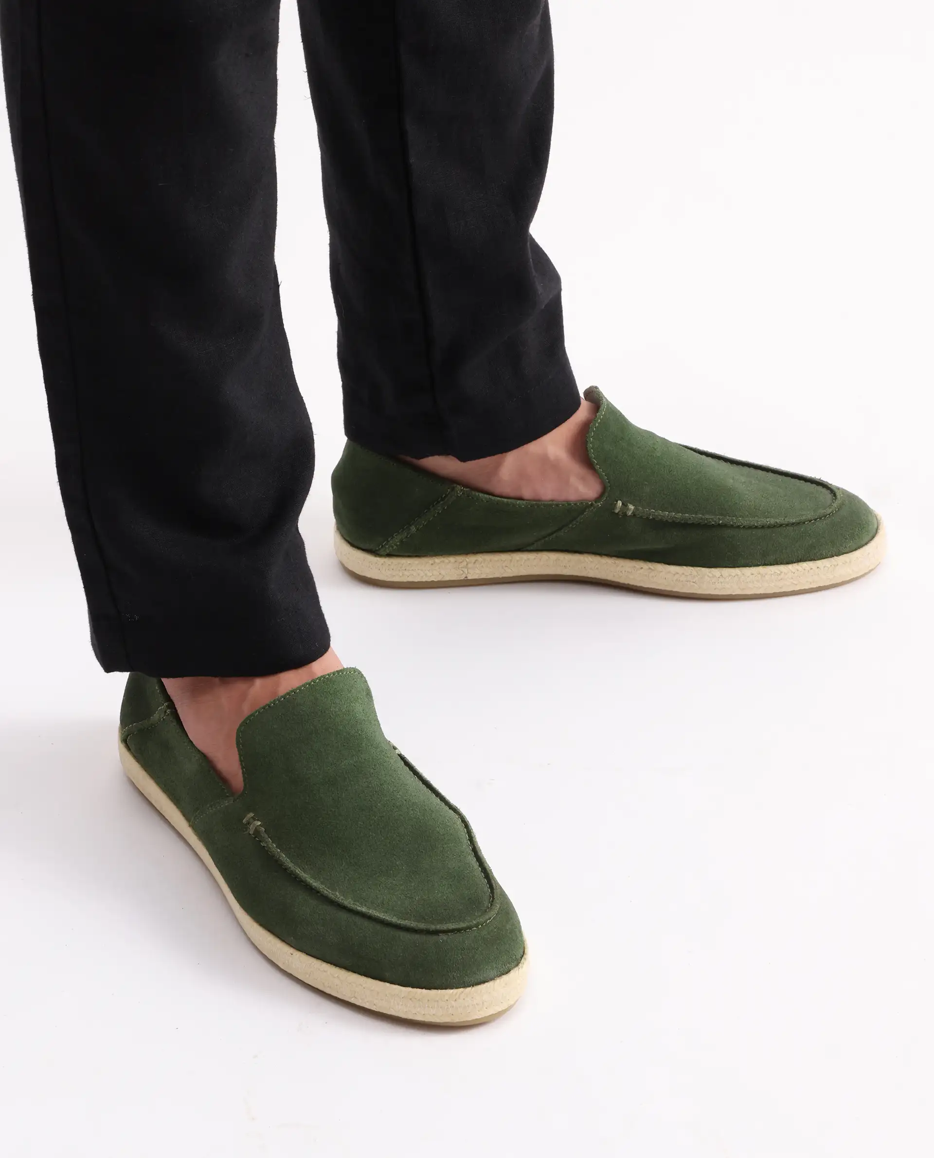 Rare Rabbit Men Havana Emerald Green Suede Leather Slip-On Closure Shoes - Image 4