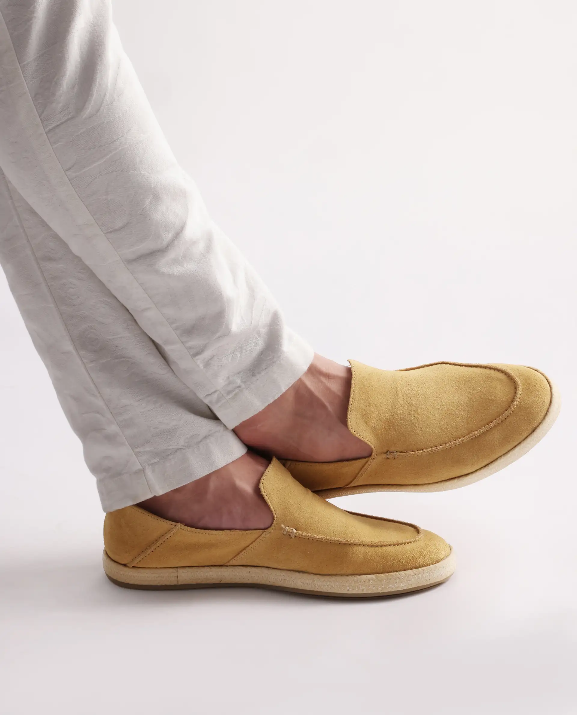 Rare Rabbit Men Havana Mustard Yellow Suede Leather Slip-On Closure Shoes - Image 4