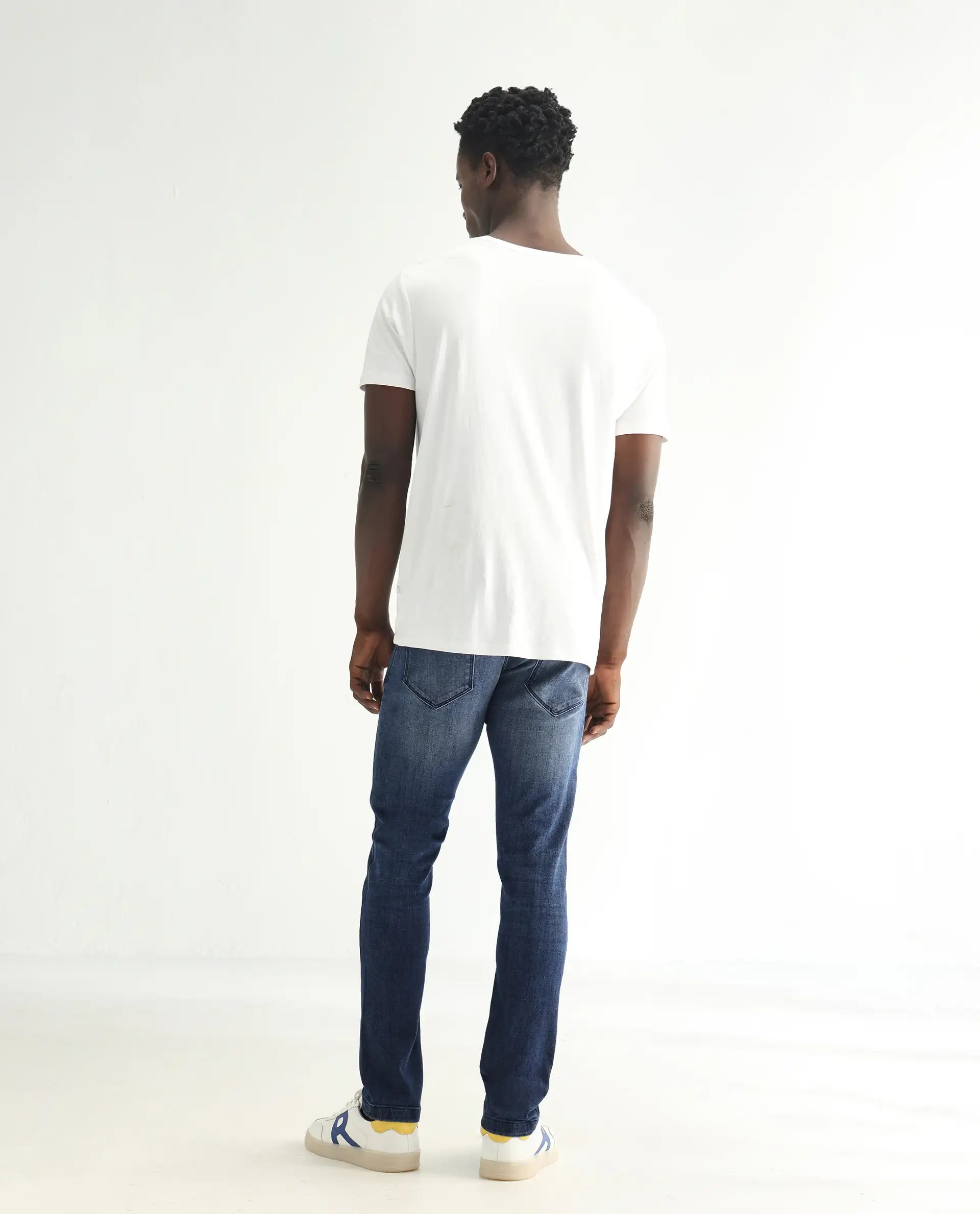 Rare Rabbit Men's Hawkins Dark Blue Cotton Plain Hawk Slim Fit Jeans - Image 3