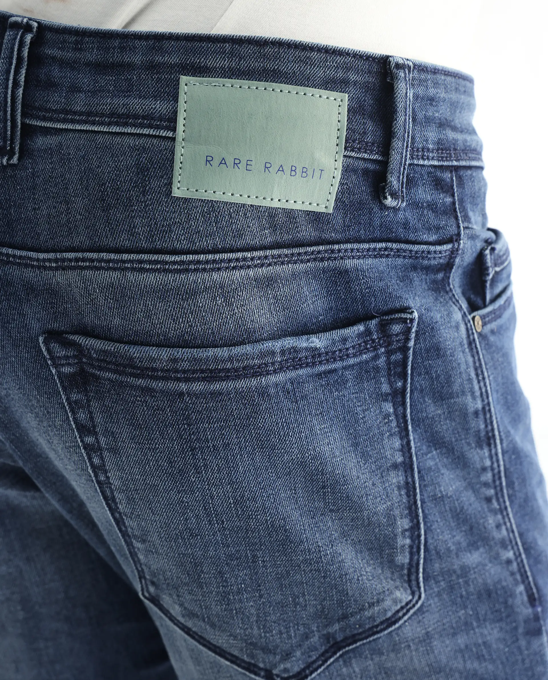 Rare Rabbit Men's Hawkins Dark Blue Cotton Plain Hawk Slim Fit Jeans - Image 9