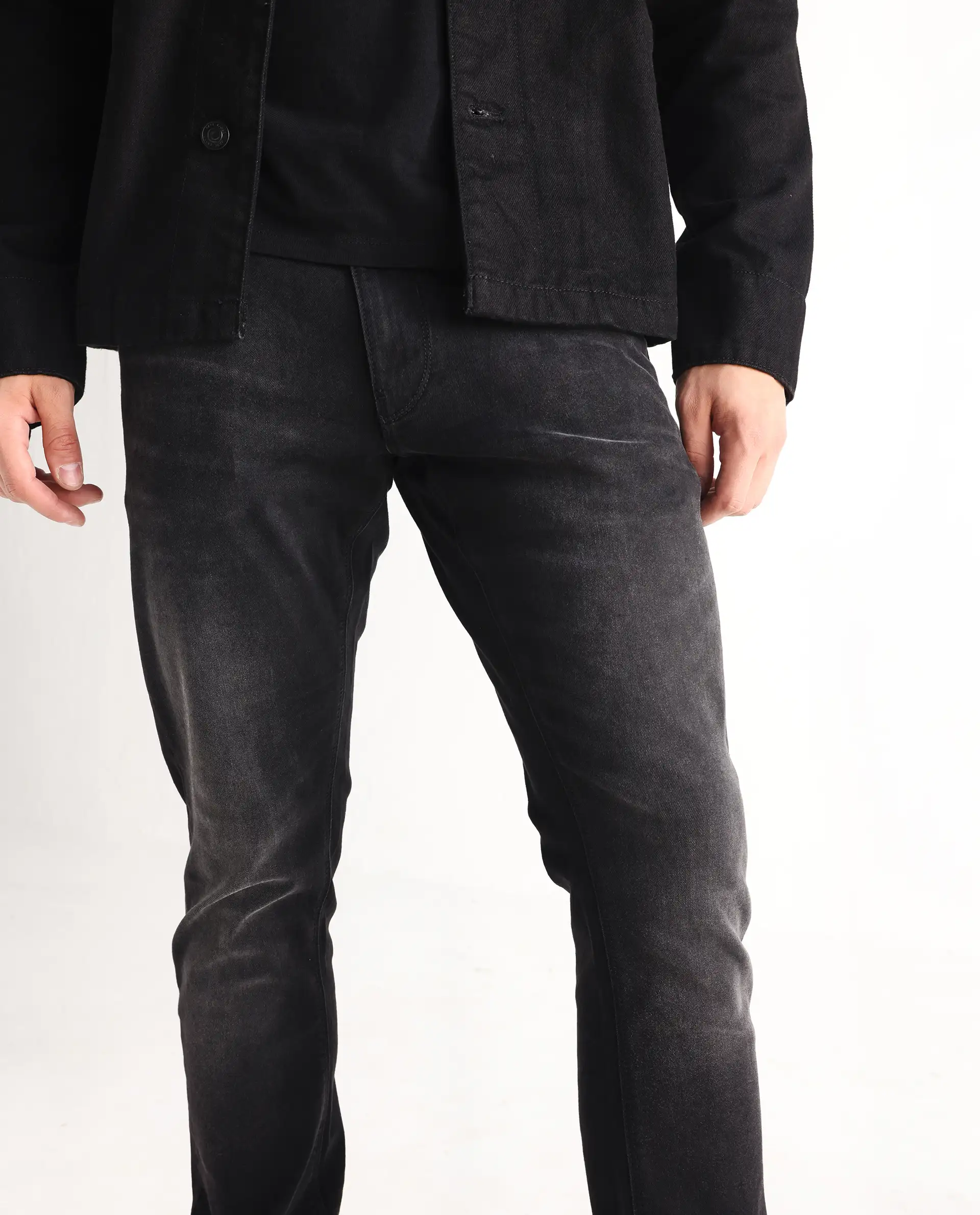 Rare Rabbit Men's Hawkins Grey Cotton Plain Hawk Slim Fit Jeans - Image 2