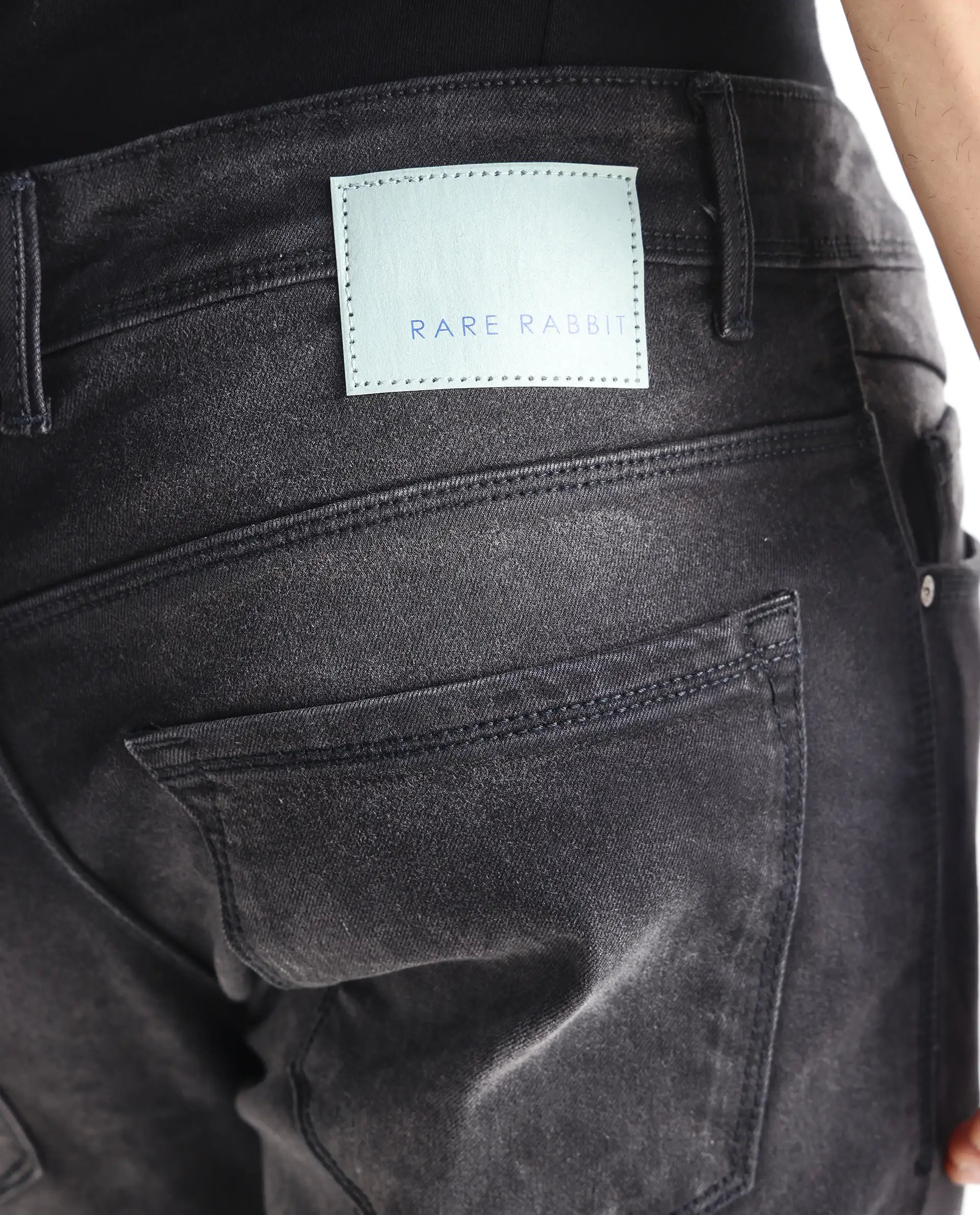 Rare Rabbit Men's Hawkins Grey Cotton Plain Hawk Slim Fit Jeans - Image 8