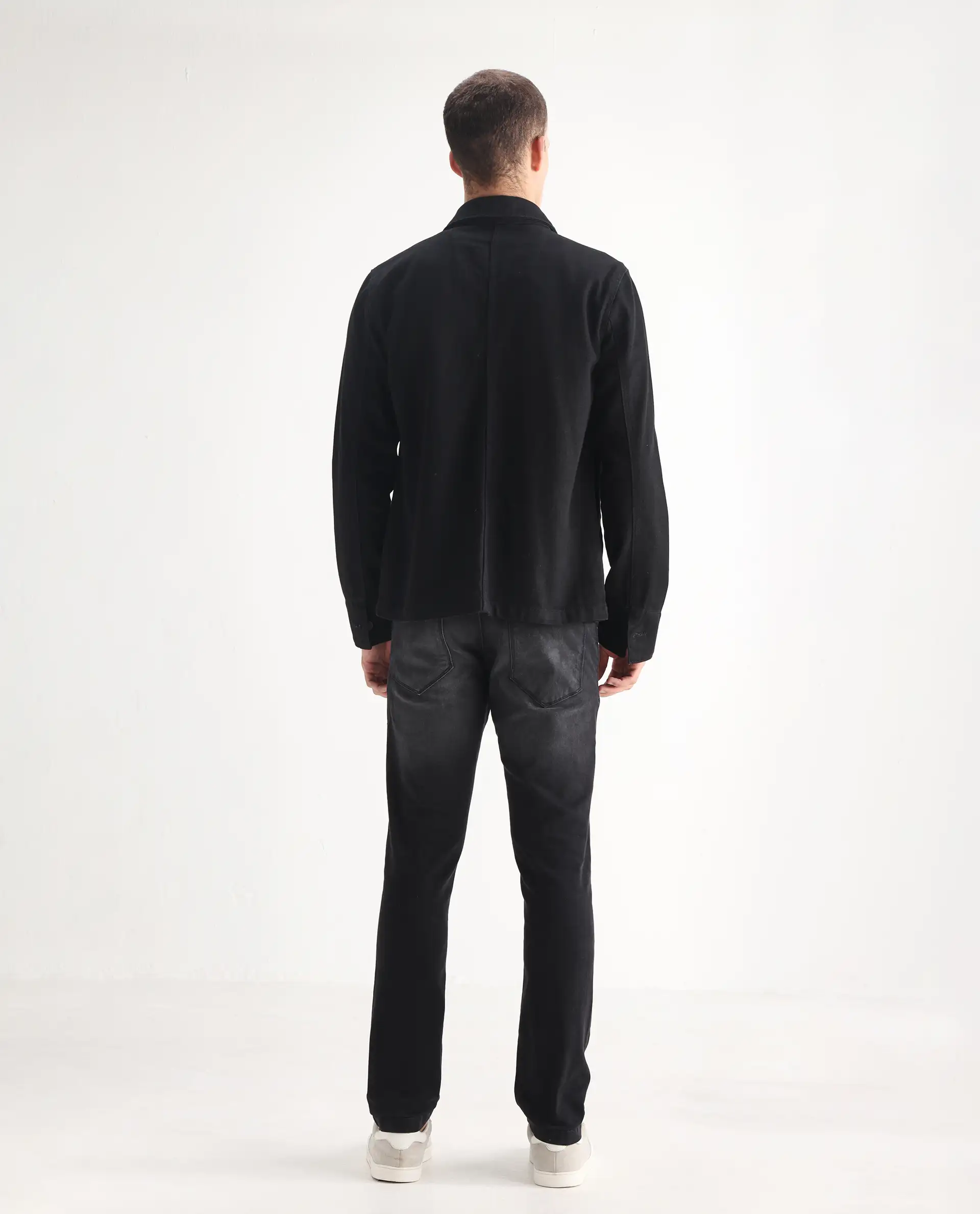 Rare Rabbit Men's Hawkins Grey Cotton Plain Hawk Slim Fit Jeans - Image 9