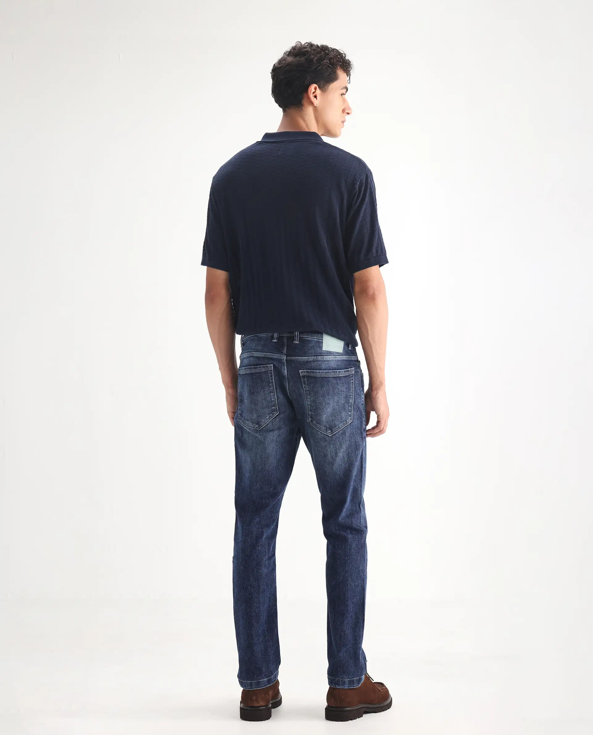 Rare Rabbit Men's Hawkins Light Blue Cotton Plain Hawk Slim Fit Jeans - Image 8