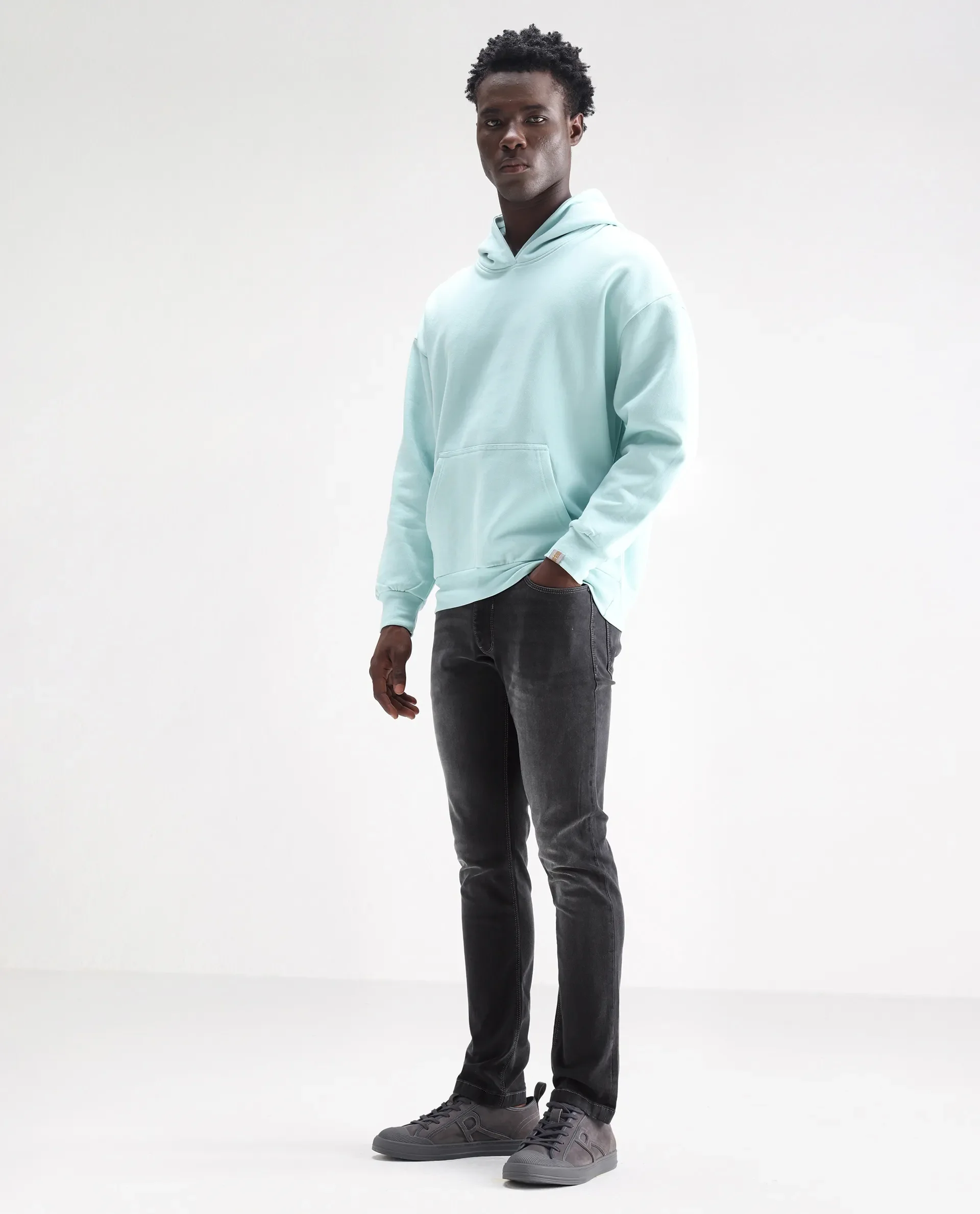 Rare Rabbit Men's Hawkins Light Grey Cotton Plain Hawk Slim Fit Jeans - Image 6