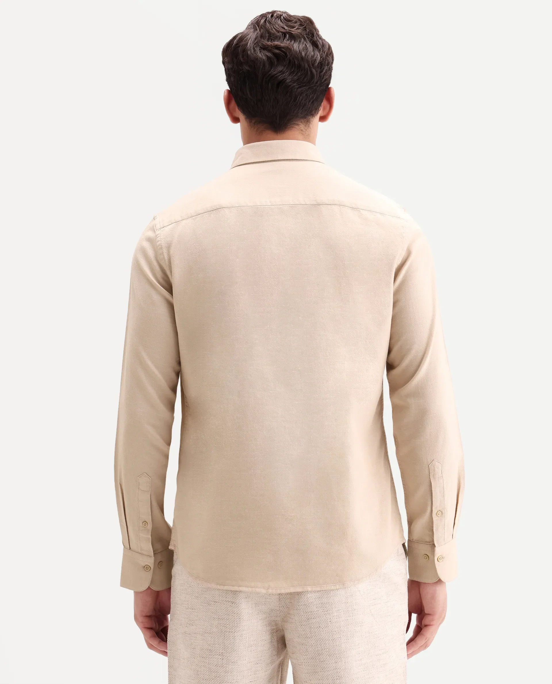 Rare Rabbit Men's Hax-P Light Mustard Cotton Blend Fabric Full Sleeve Spread Collar Button Regular Plain Shirt - Image 7