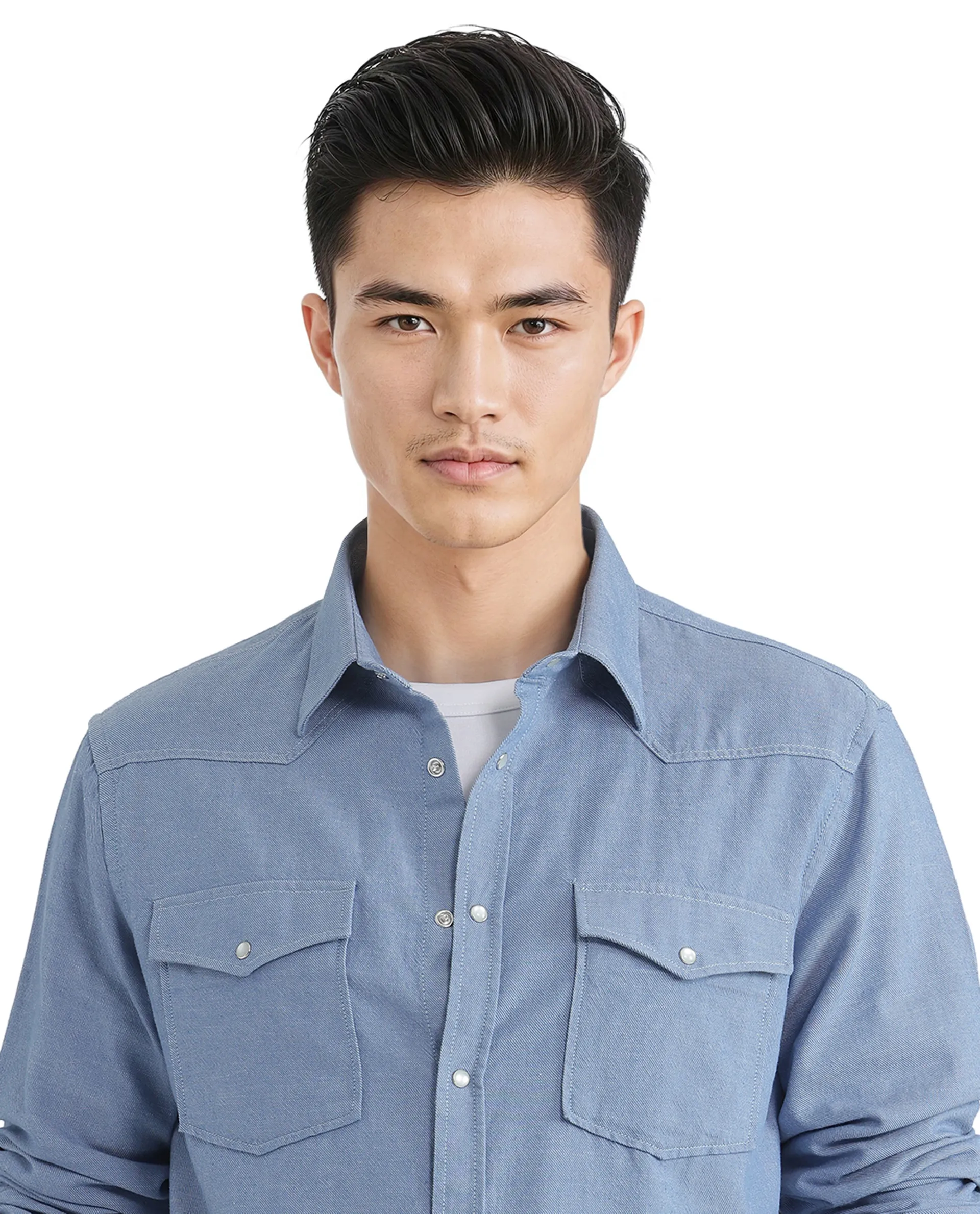 Rare Rabbit Men's Haxlr Blue Cotton Blend Plain Regular Fit Full Sleeve Collared Shirt - Image 8