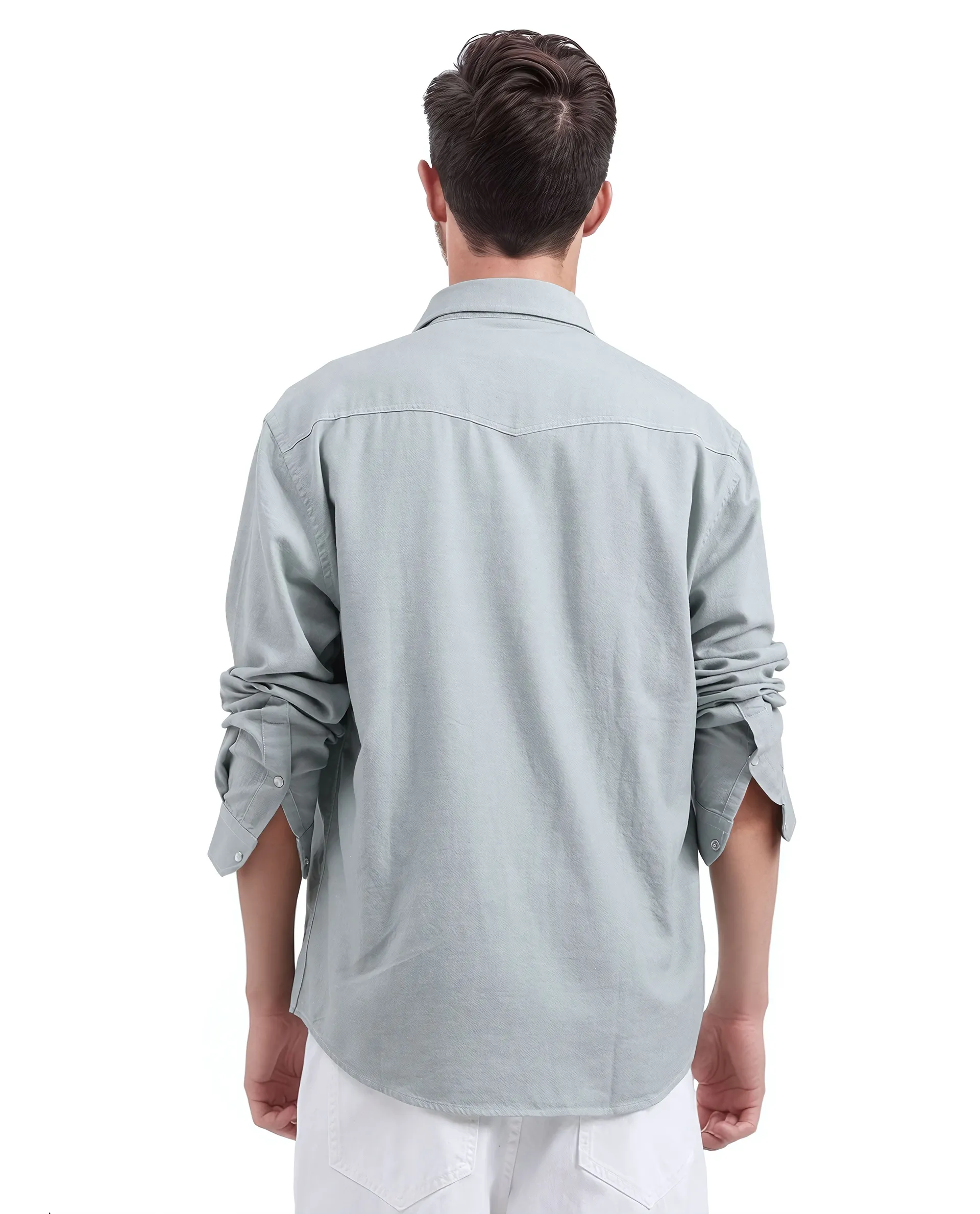 Rare Rabbit Men's Haxlr Green Cotton Blend Plain Regular Fit Full Sleeve Collared Shirt - Image 5