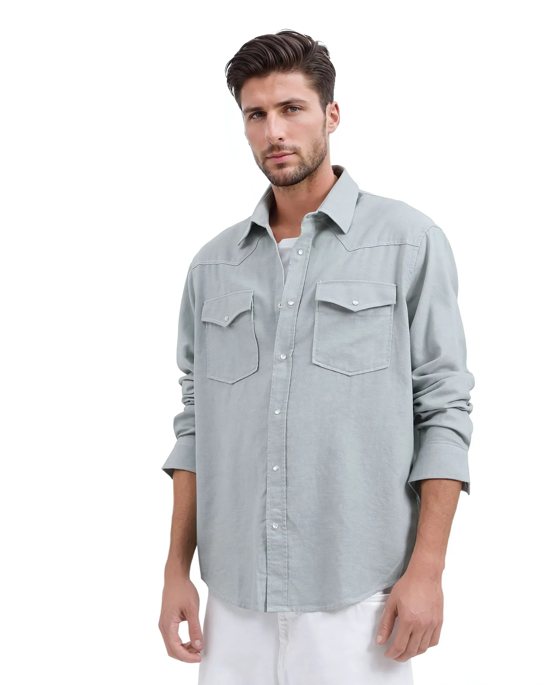 Rare Rabbit Men's Haxlr Green Cotton Blend Plain Regular Fit Full Sleeve Collared Shirt - Image 8