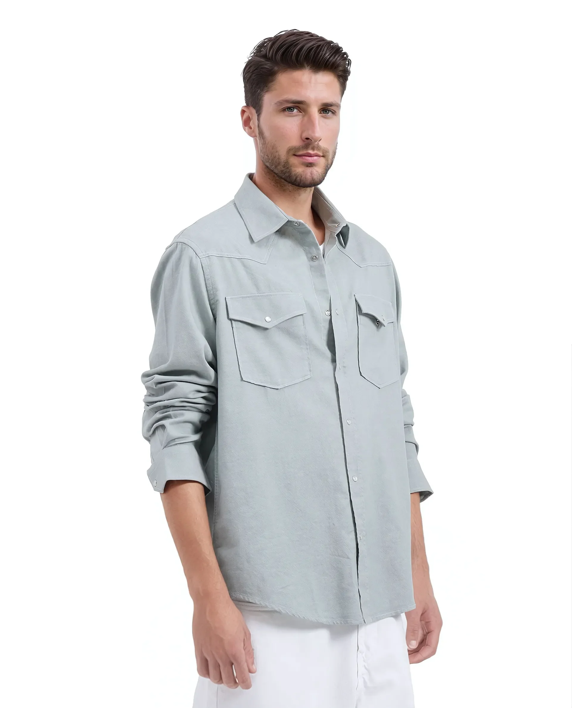 Rare Rabbit Men's Haxlr Green Cotton Blend Plain Regular Fit Full Sleeve Collared Shirt - Image 9