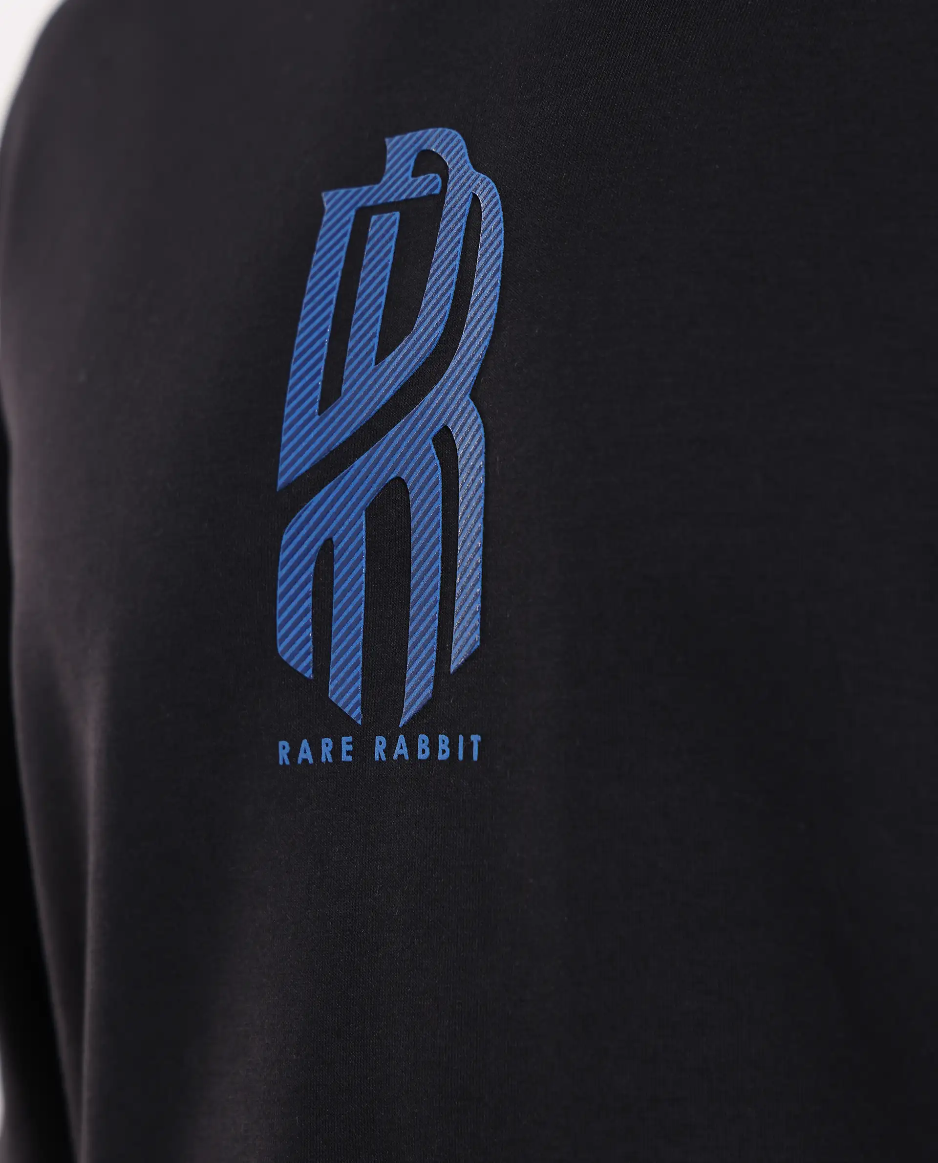 Rare Rabbit Men's Hayd Black Cotton Blend Graphic Print Relaxed Fit Full Sleeve Crew Neck Sweatshirt - Image 8