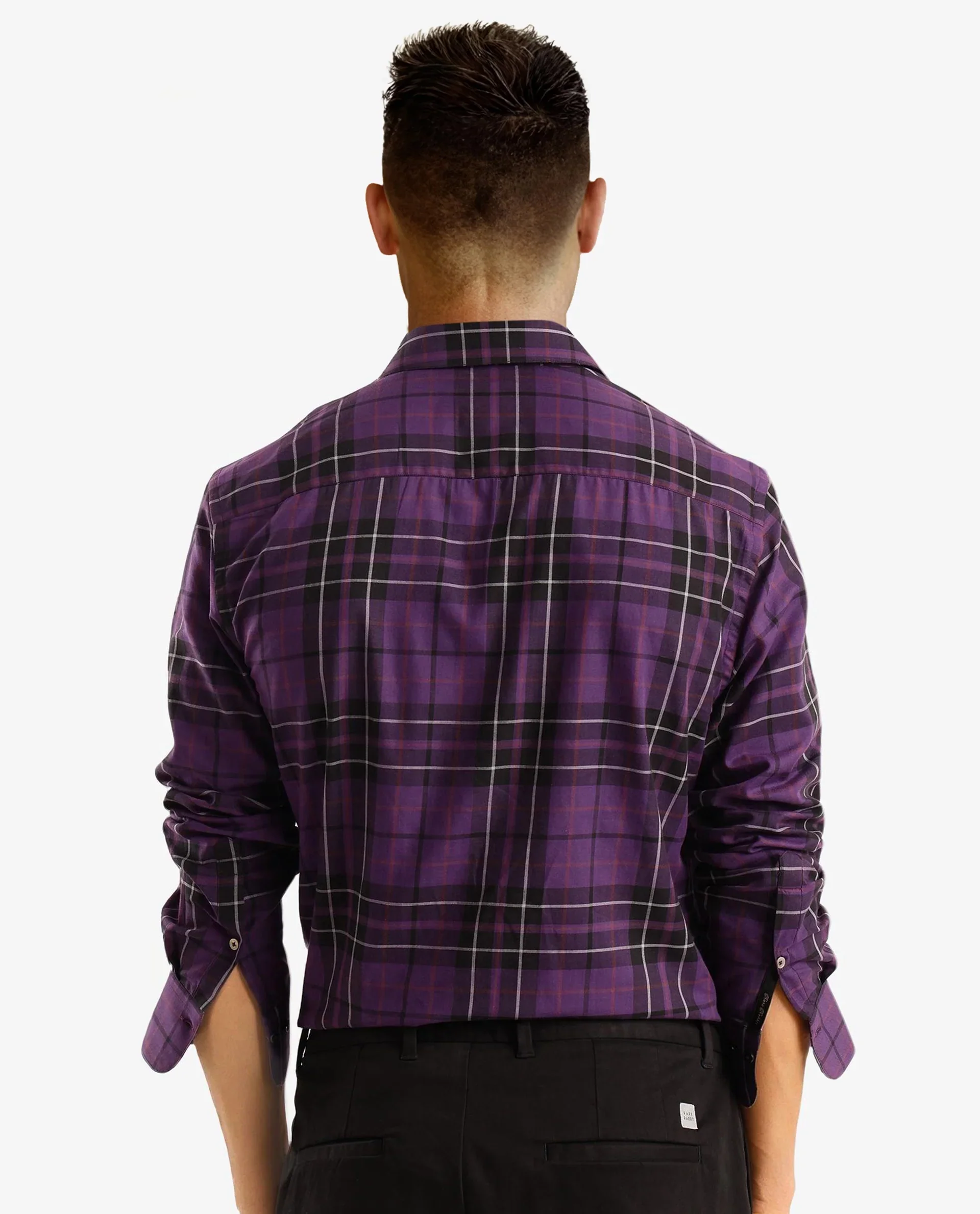 Rare Rabbit Men's Haze Dark Purple Cotton Checked Print Regular Fit Full Sleeve Collared Shirt - Image 4