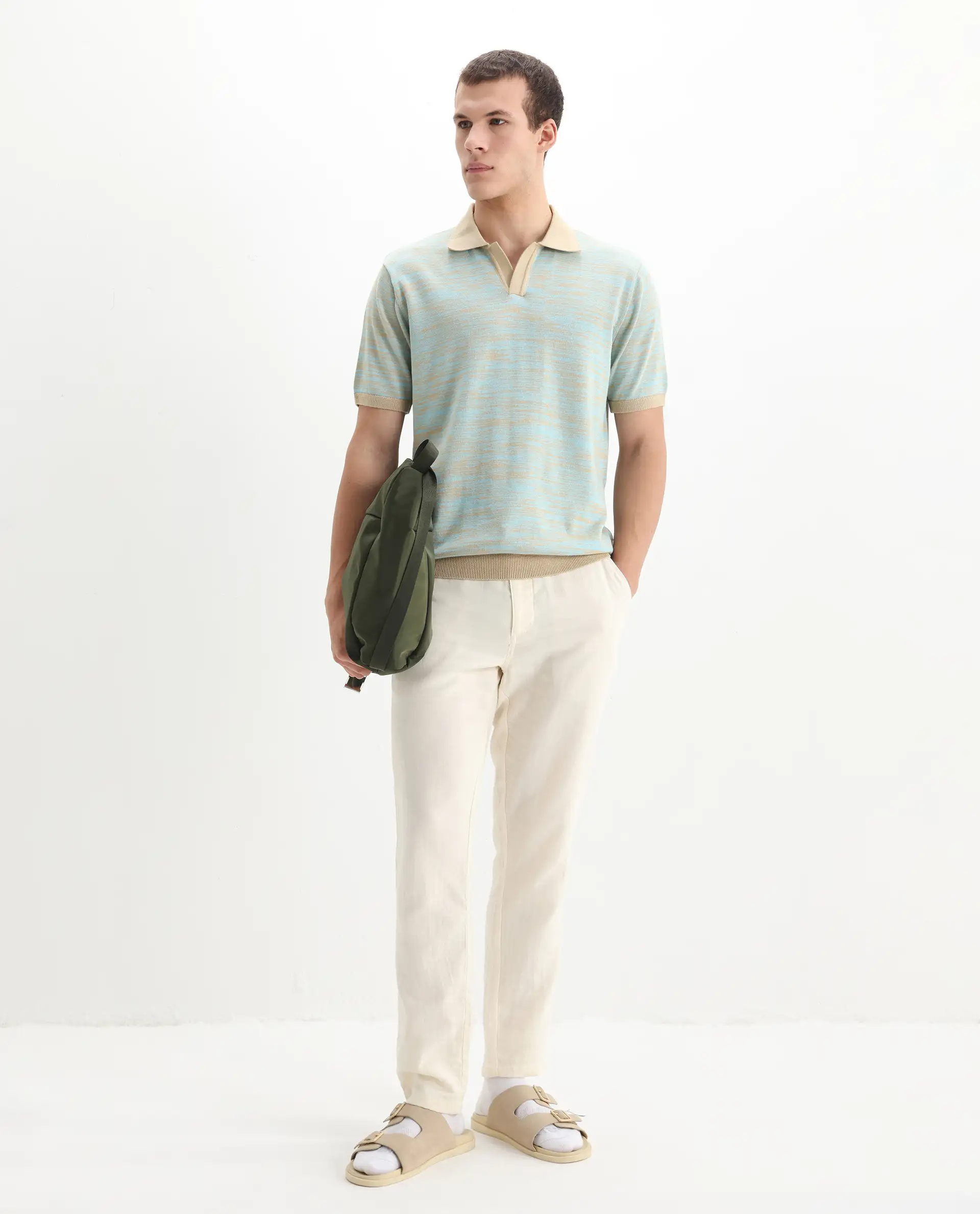 Rare Rabbit Men's Hect Dusky Blue Cotton Ombre Regular Fit Half Sleeve Polo - Image 2